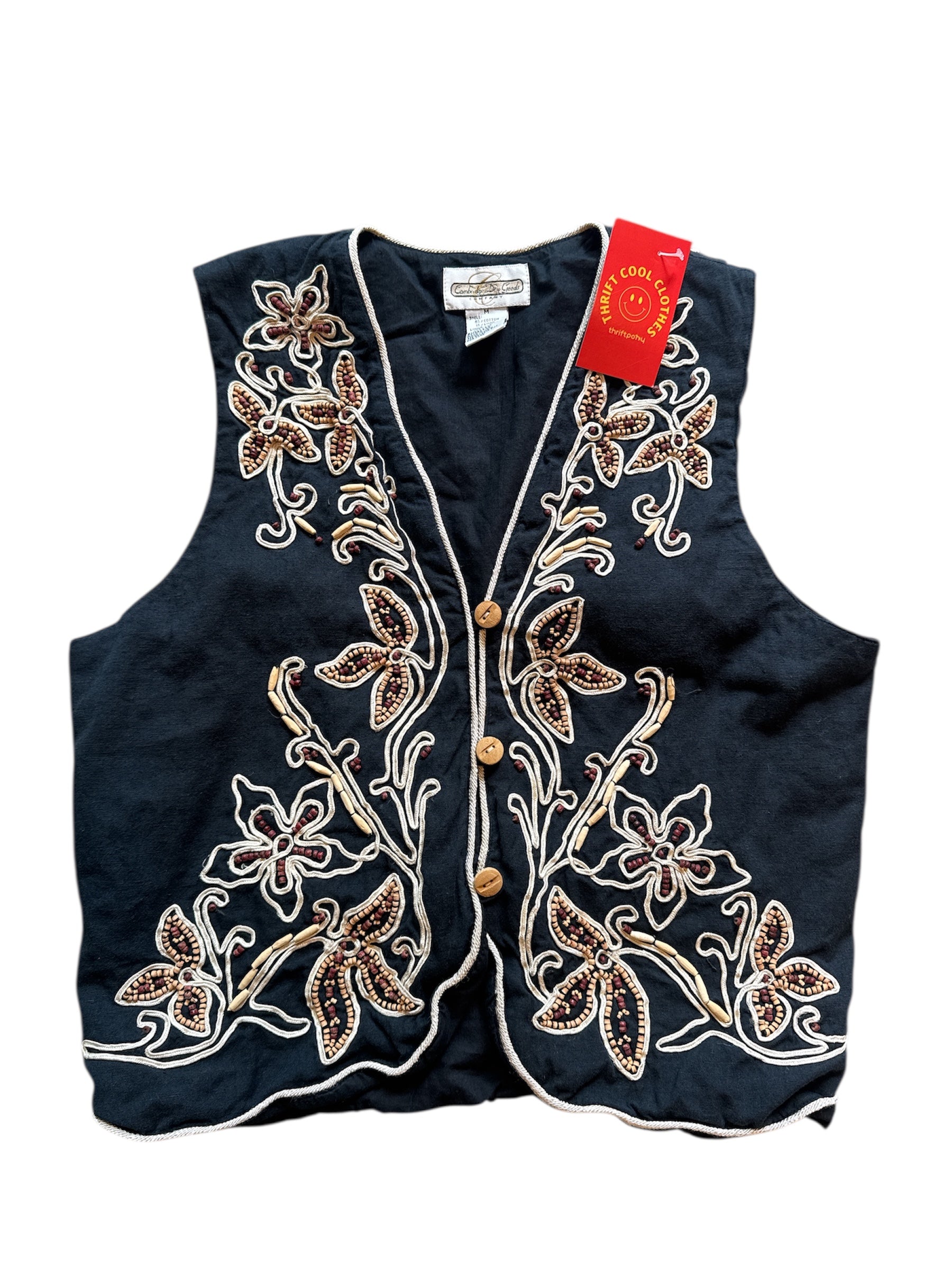 black cambridge dry good beaded vest, m