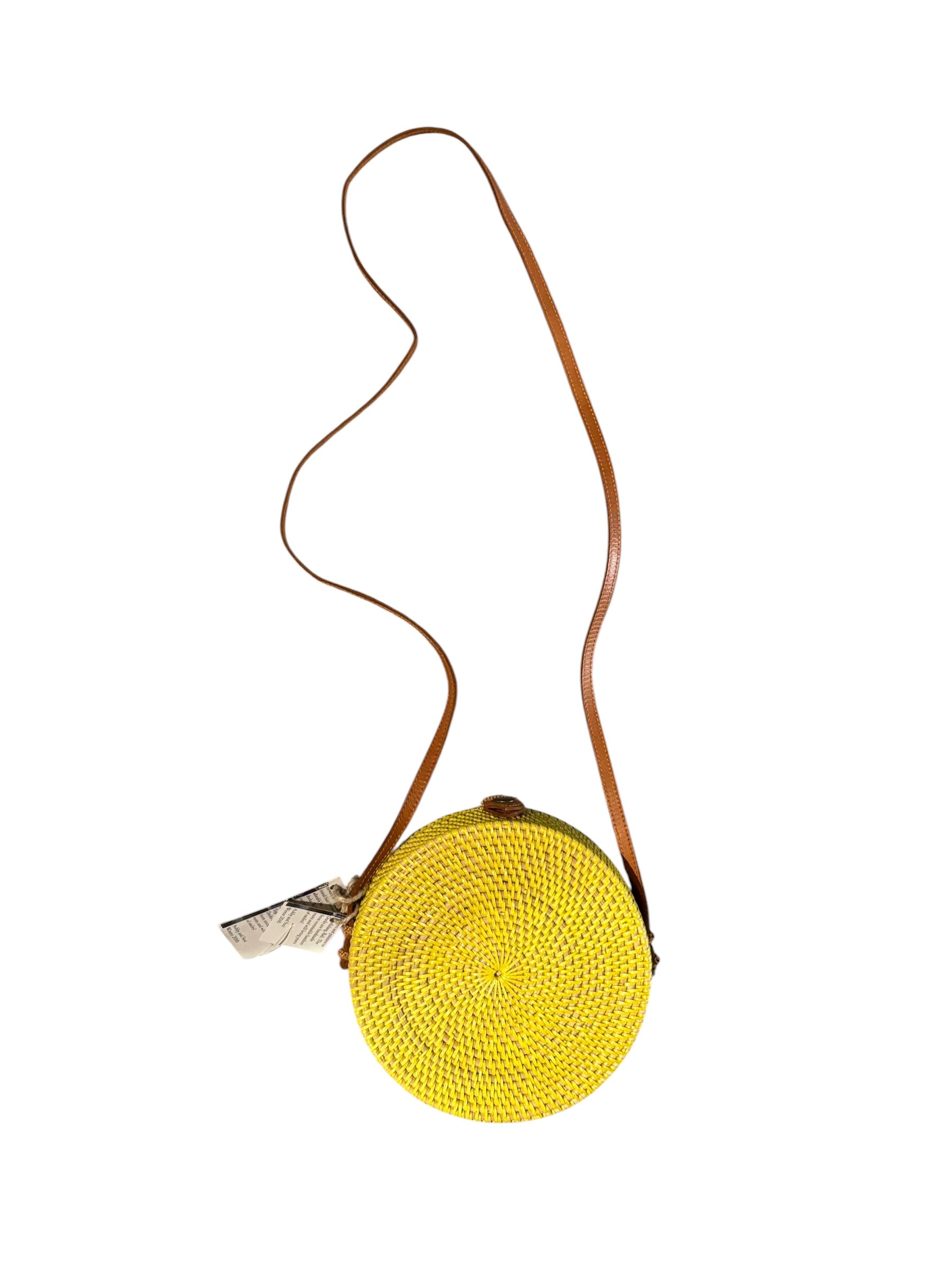 yellow  wicker round bag