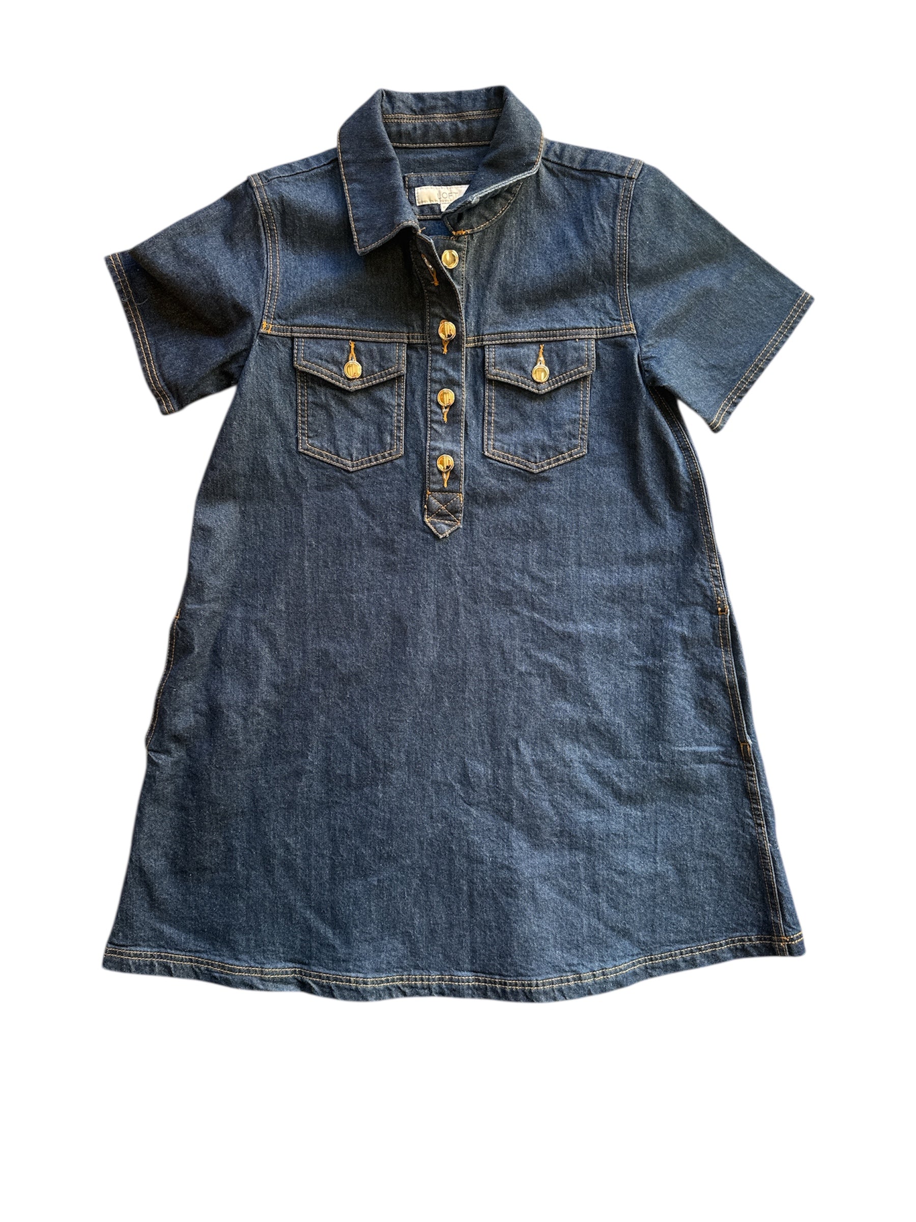 navy loft denim ss dress, xs