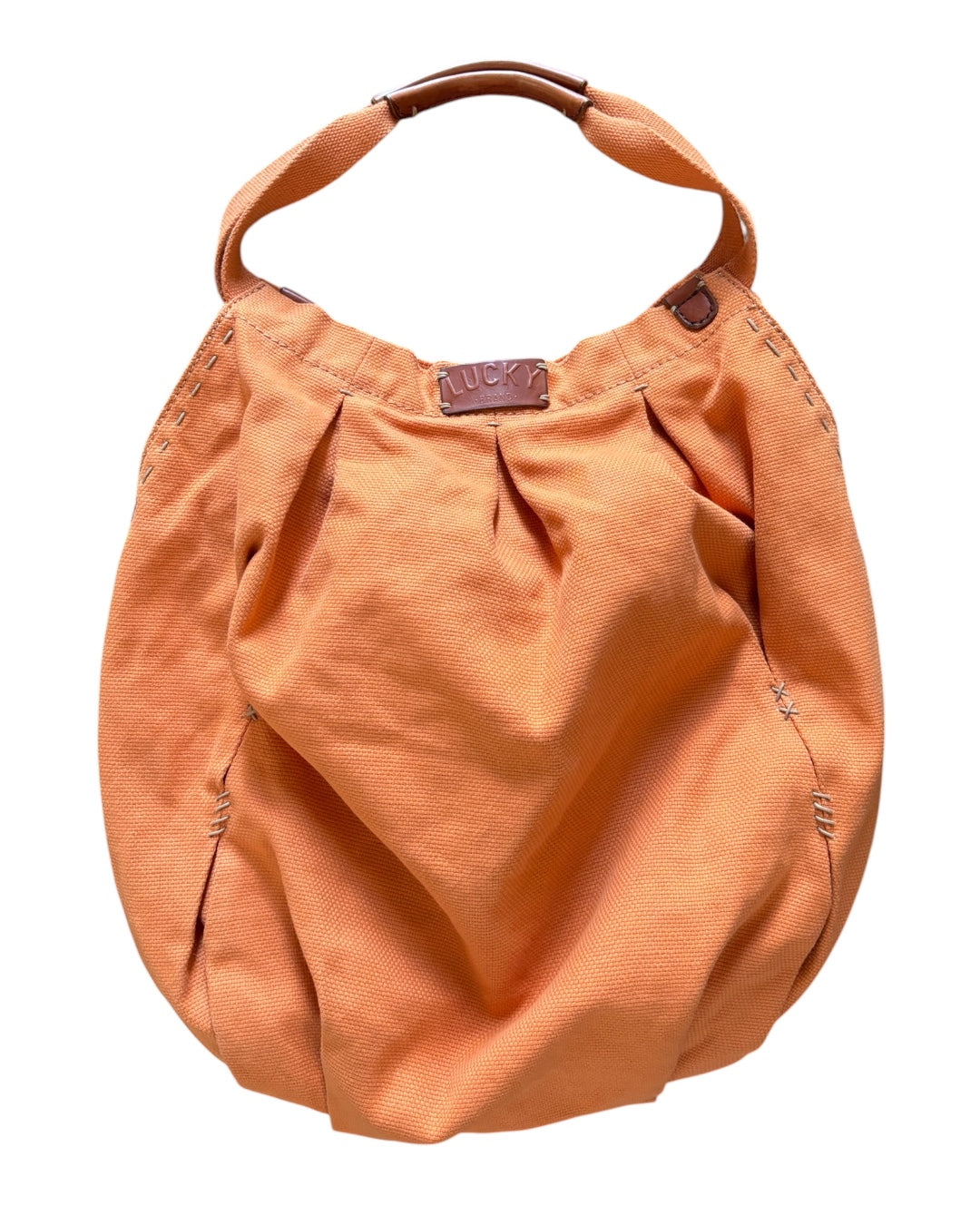 orange lucky brands textured slouchy bag