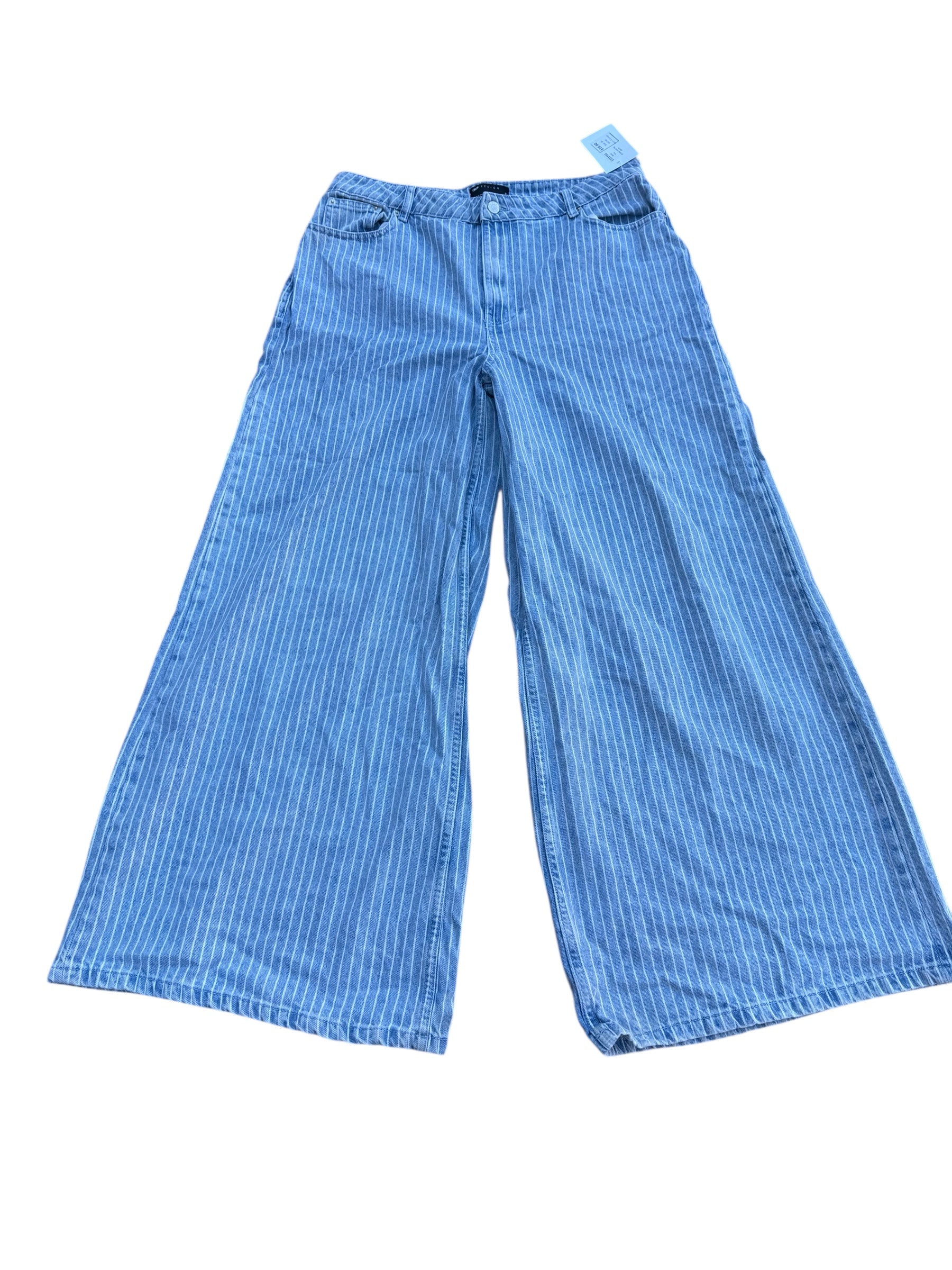blue asos striped wide leg denim, 34