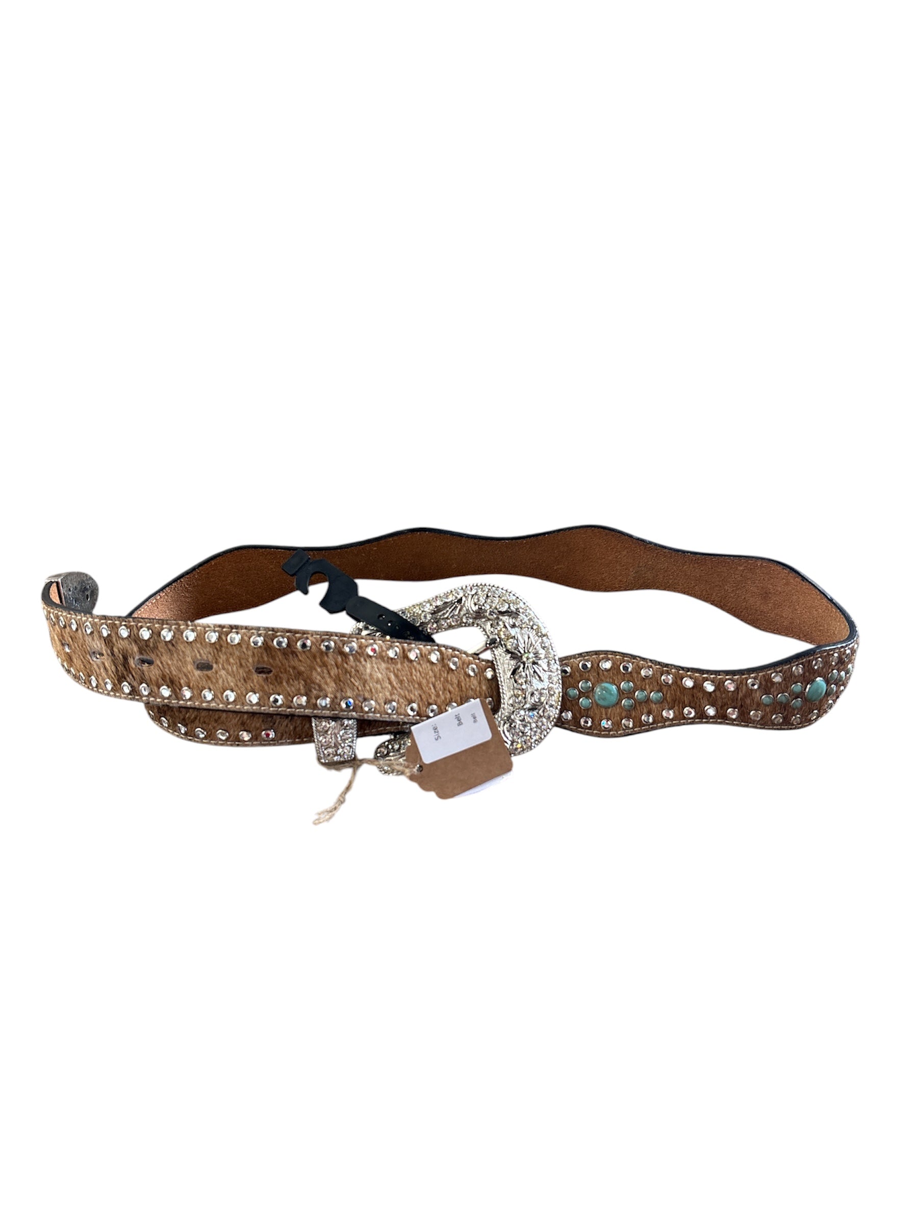 rhinestone big belt buckle turquoise
