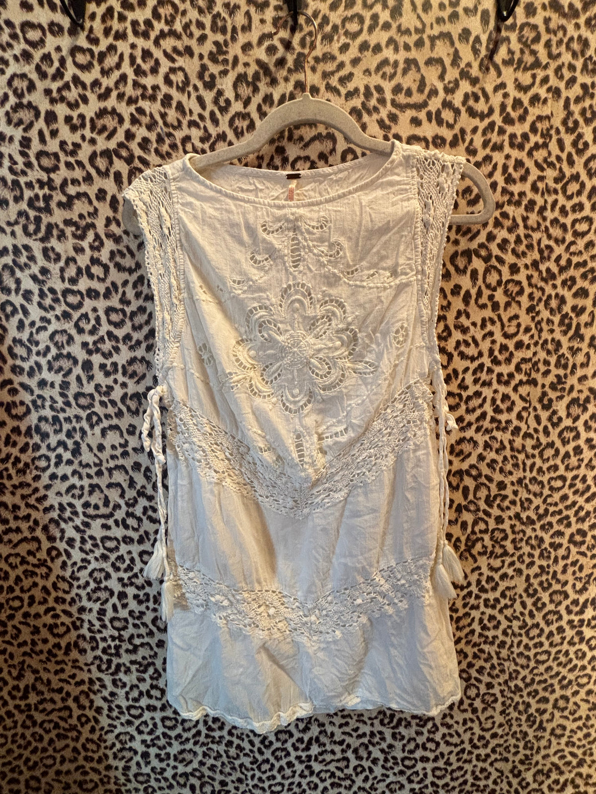 white free people lacy swing top, xs