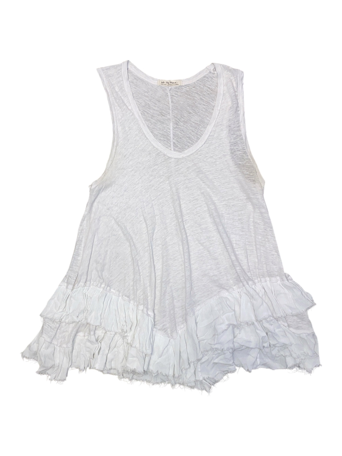 white free people heathered ruffle tank, L