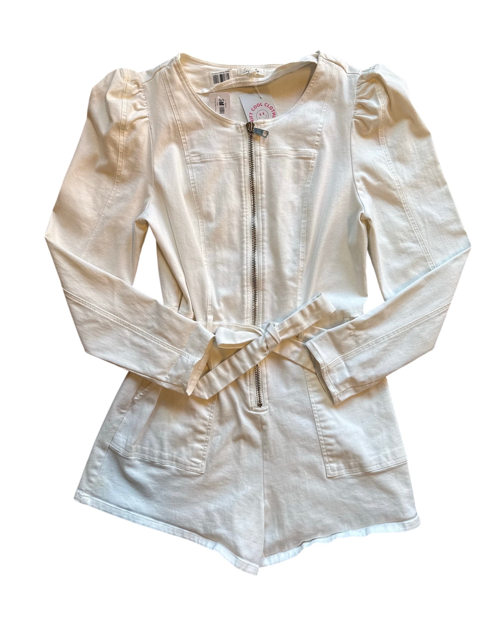 white shades of rose ls romper, L