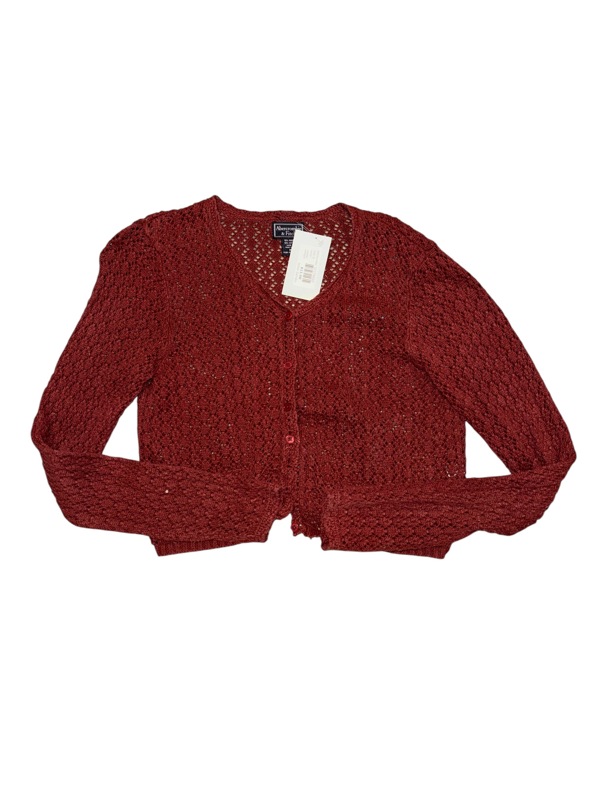 maroon abercrombie crochet cardigan, m