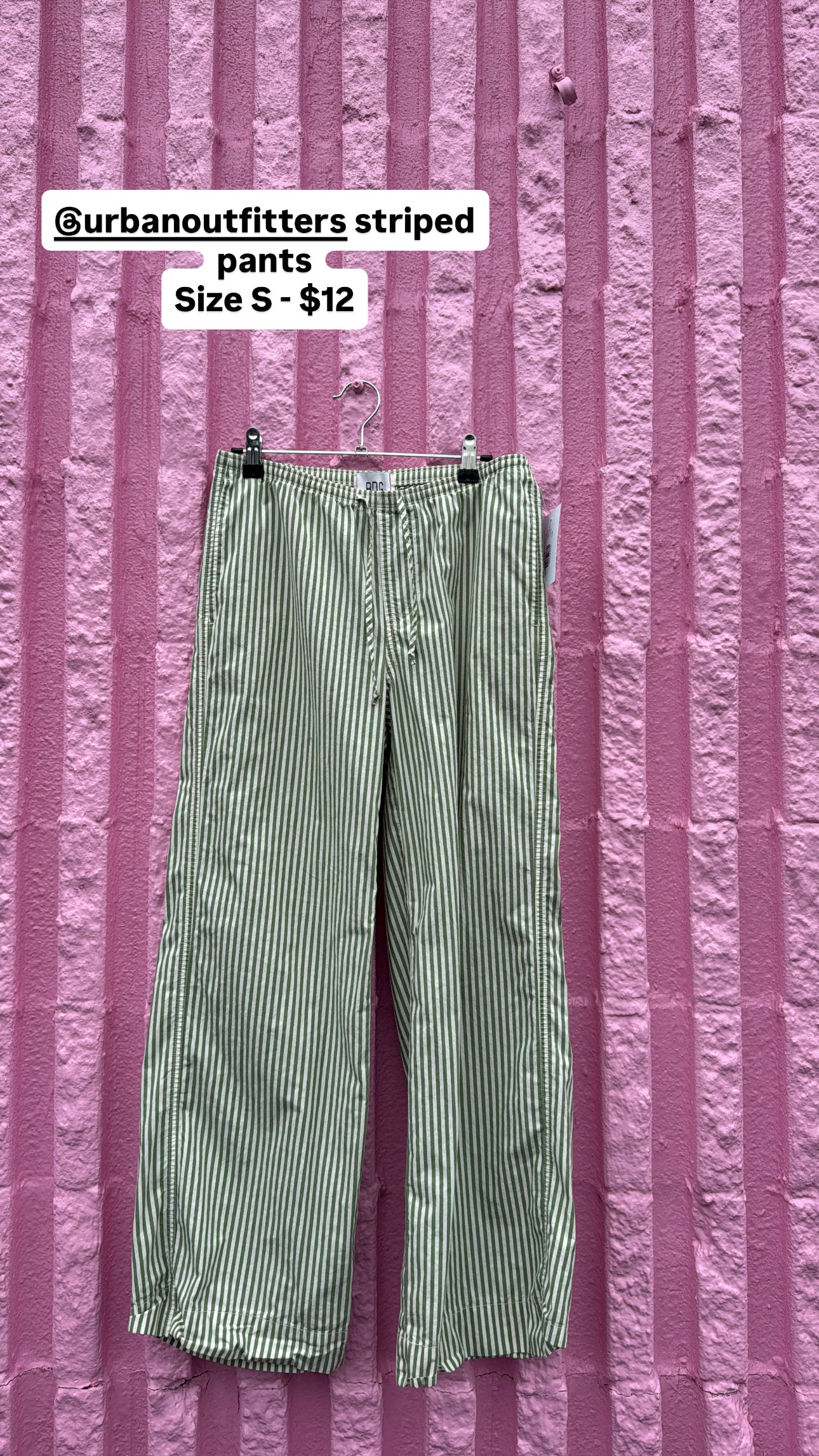 green white BDG striped drawstring pant, s