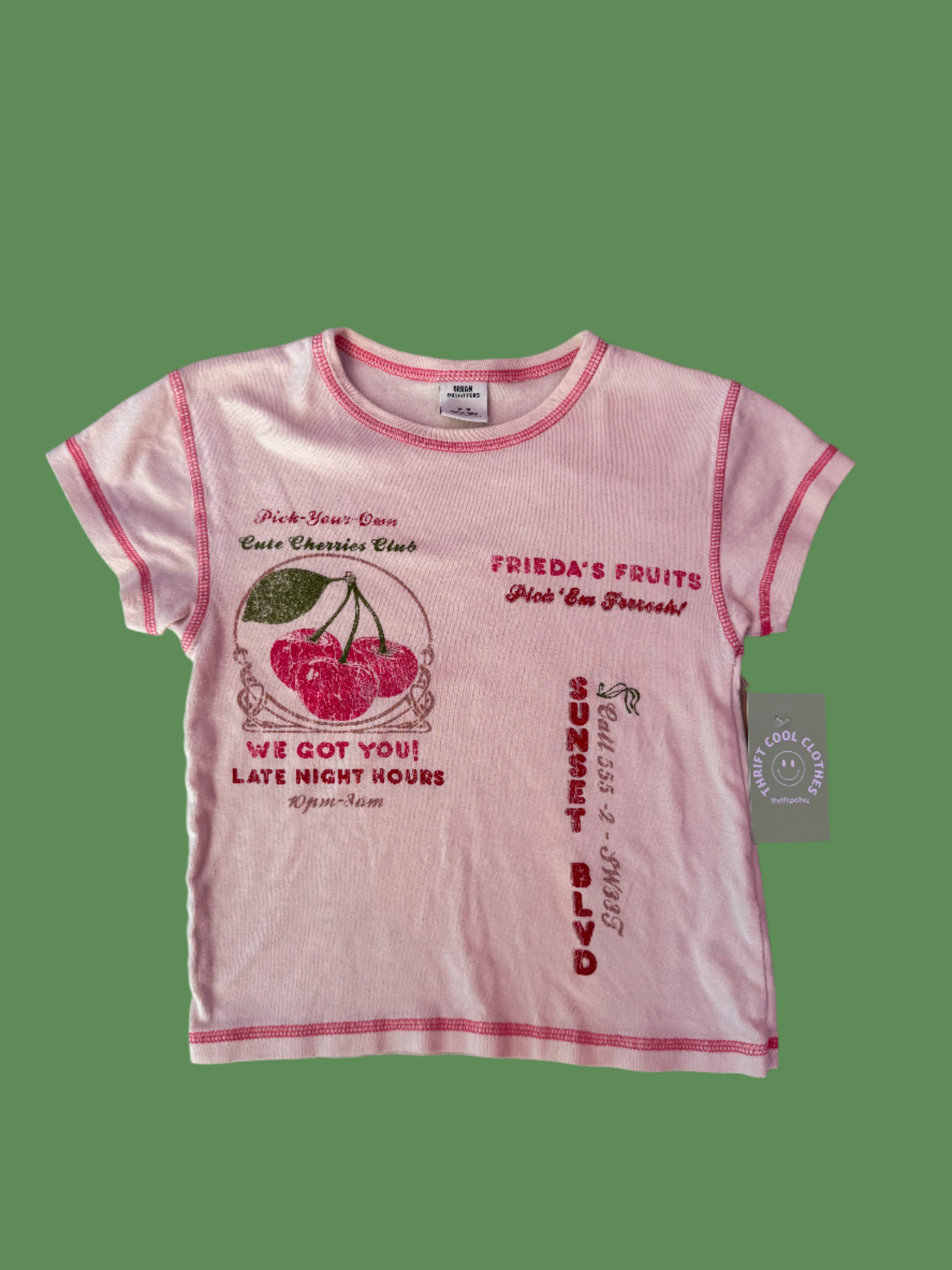 white red urban outfitters cherry baby tee, M