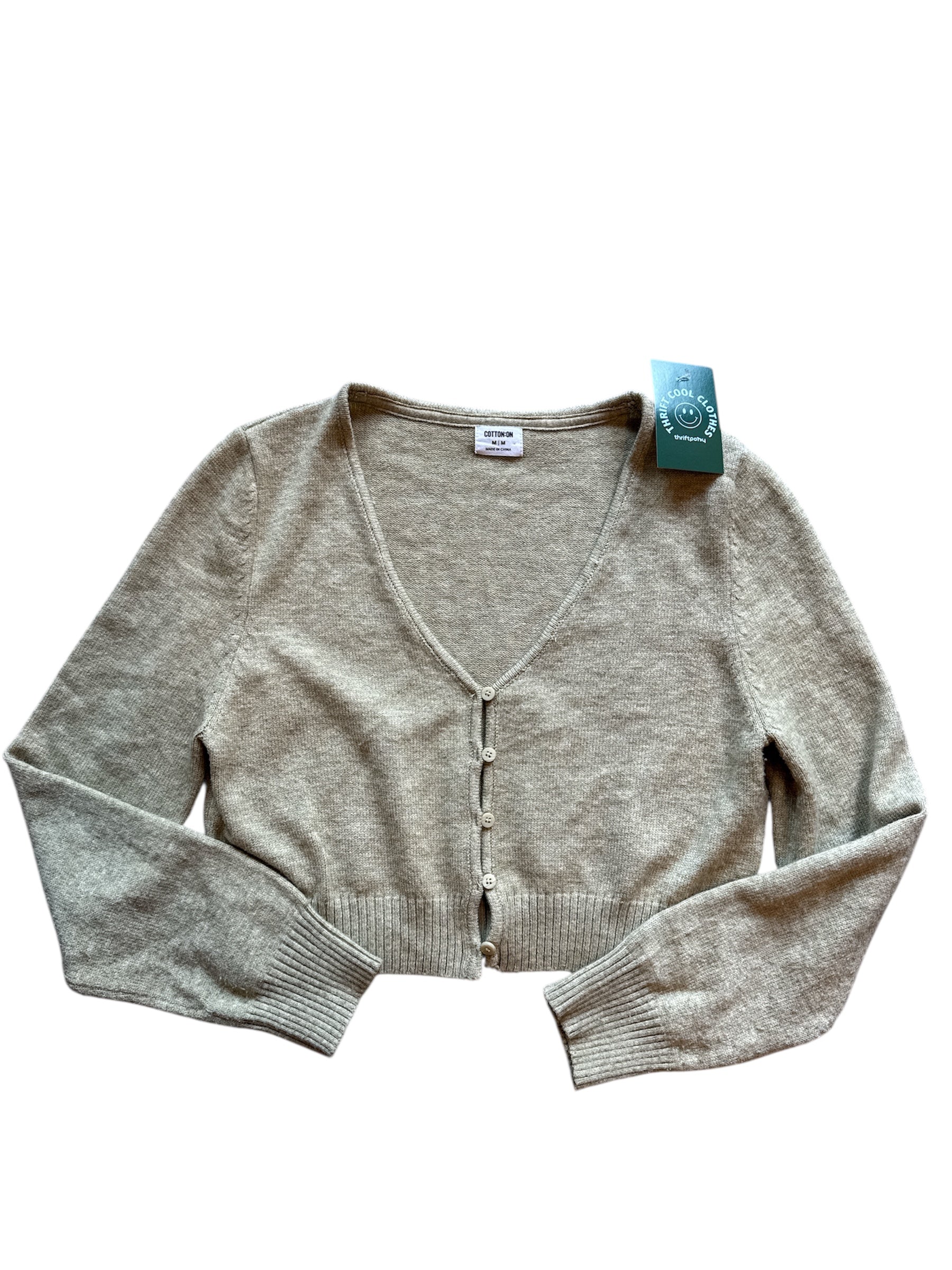 beige cotton on cropped sweater, m