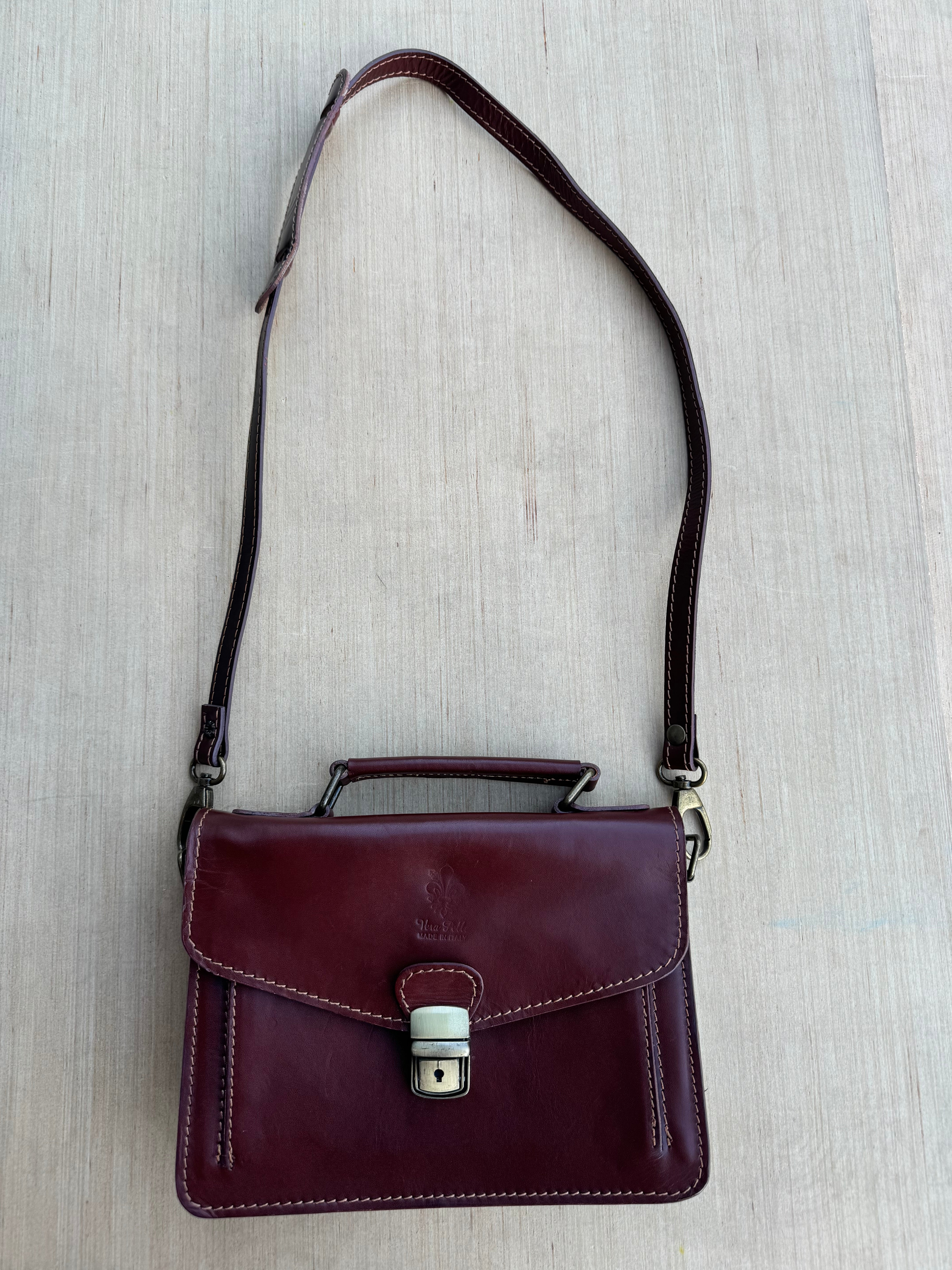 brown Vera pelle made in italy leather crossbody