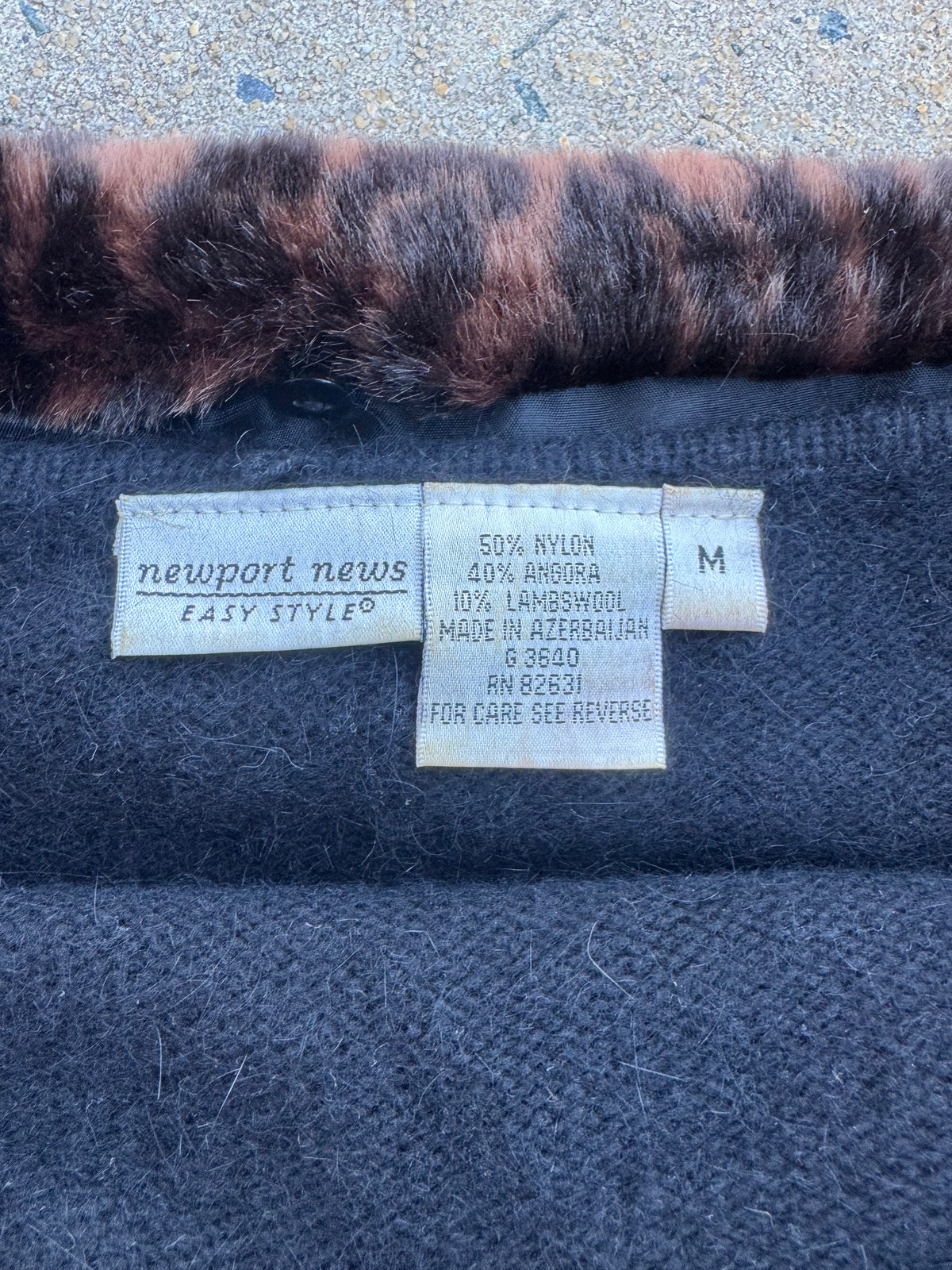black newport news angora/nylon/lambswool animal print collar sweater, m