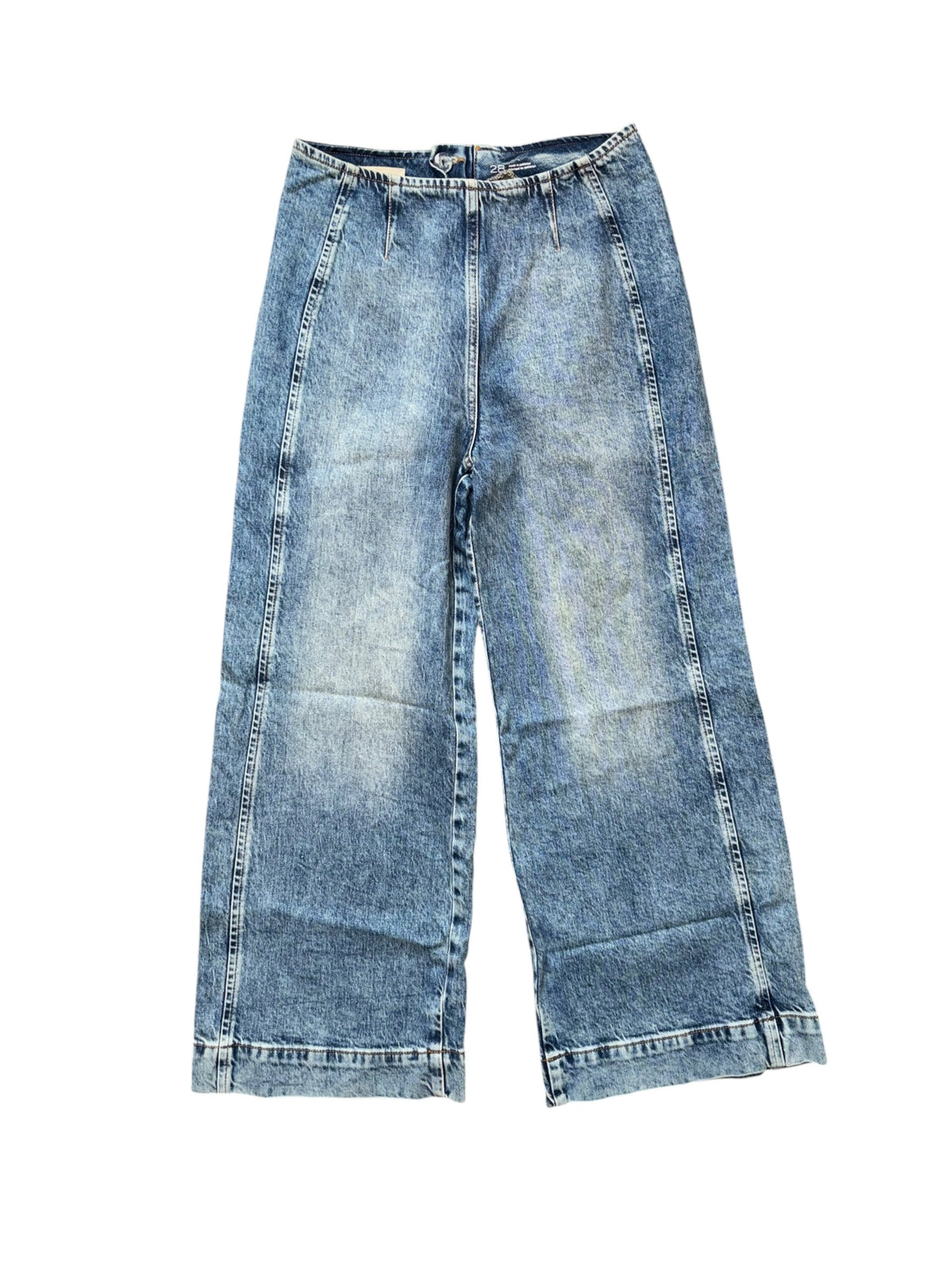 blue pilcro zip back wide leg crop jeans, 28