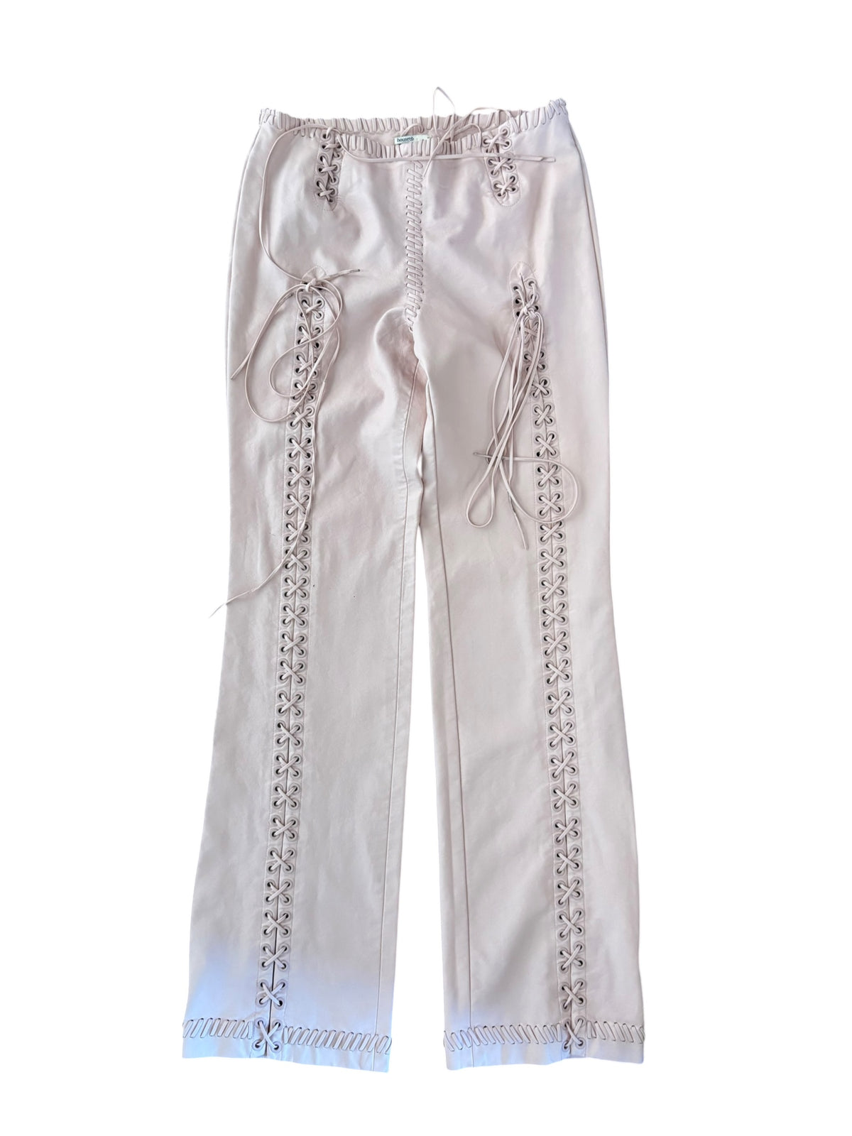 Light pink house of cb vegan leather lace up pants, m