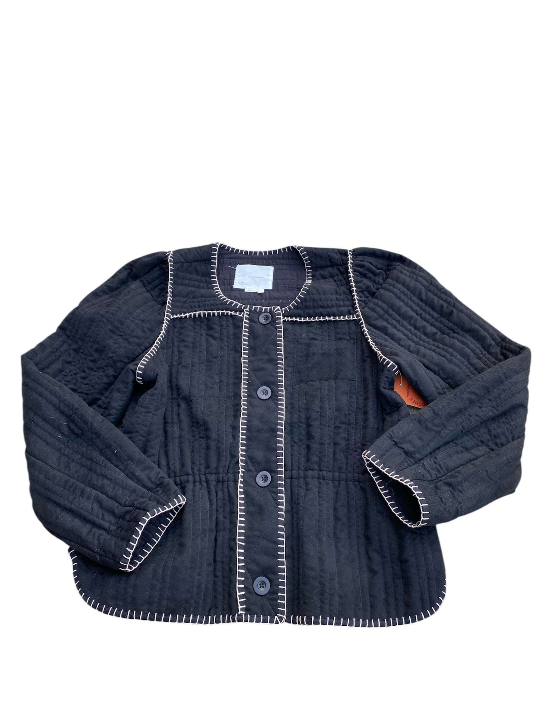 black Anthropologie quilted button down jacket, s