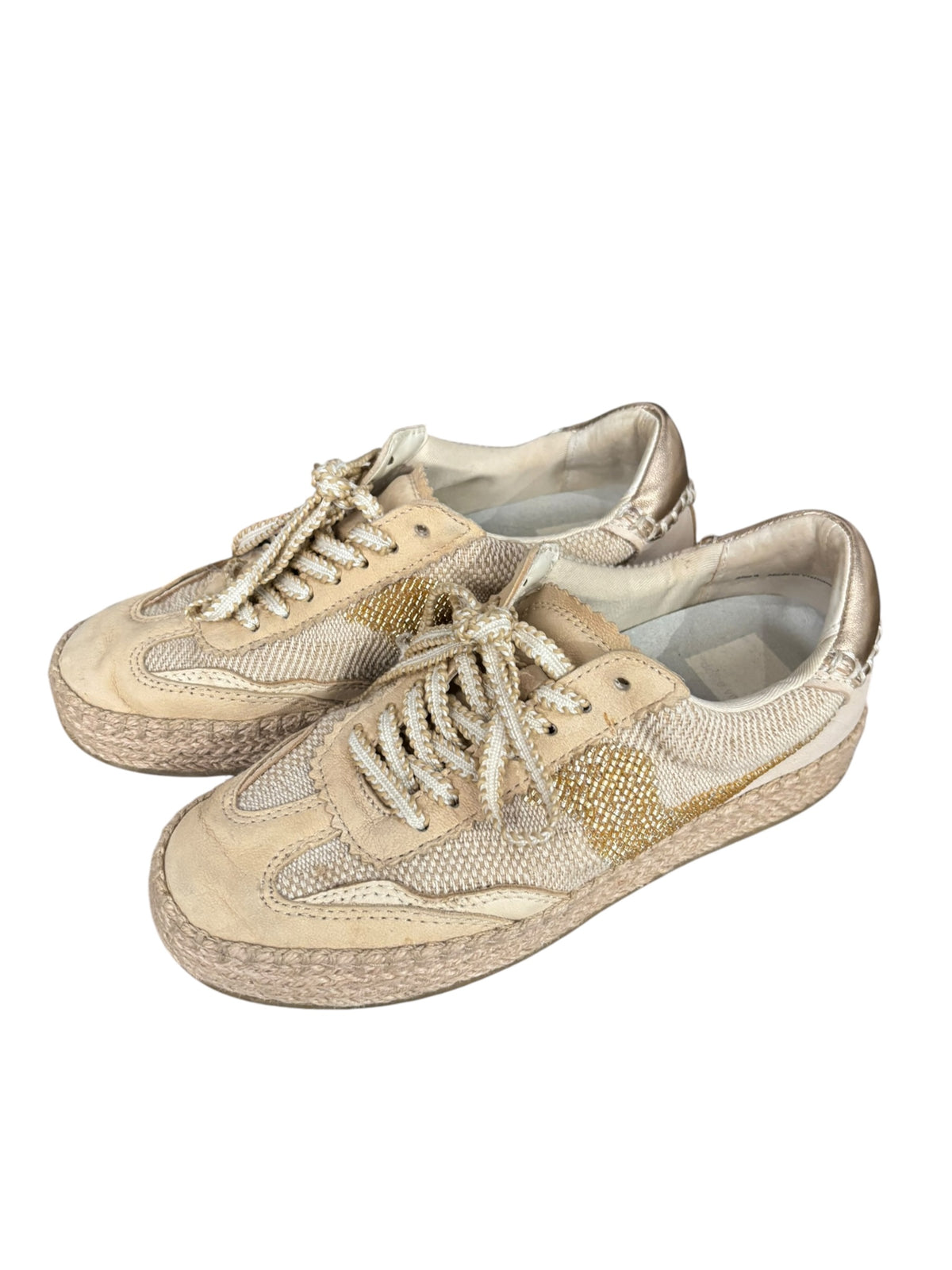 beige gold dolce vita beaded canvas sneakers, 6
