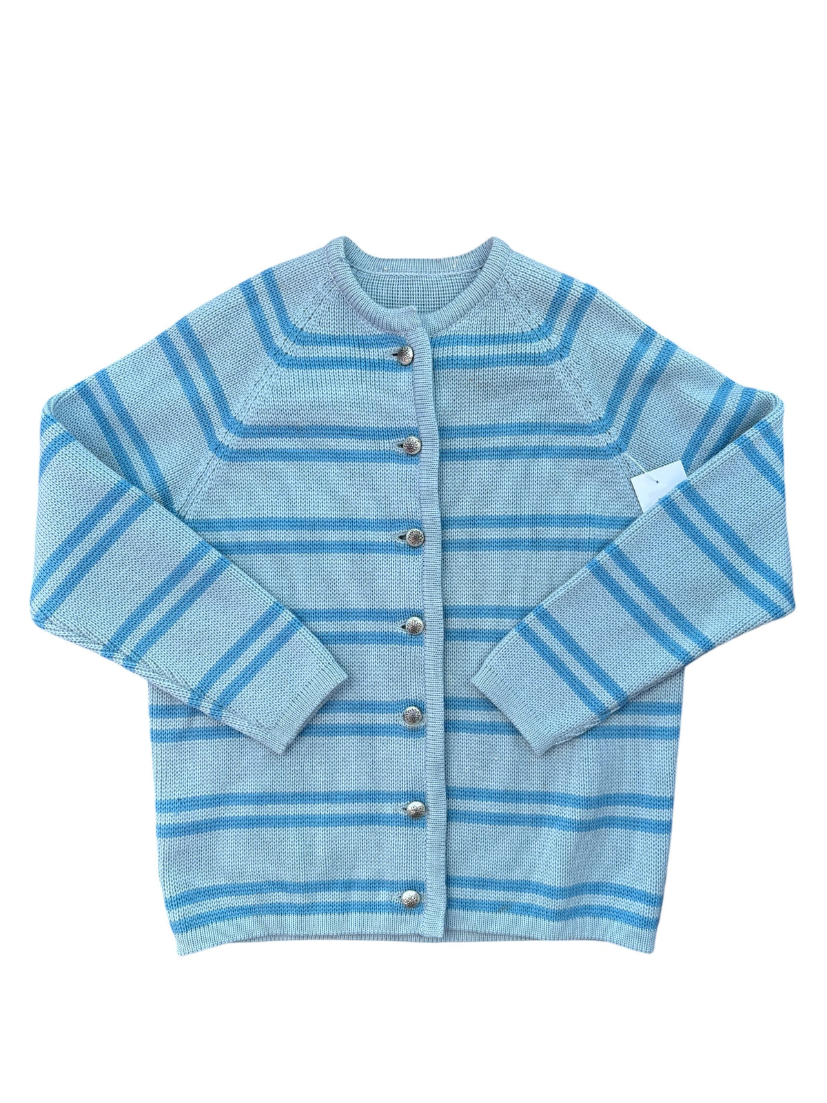 blue  striped cardigan