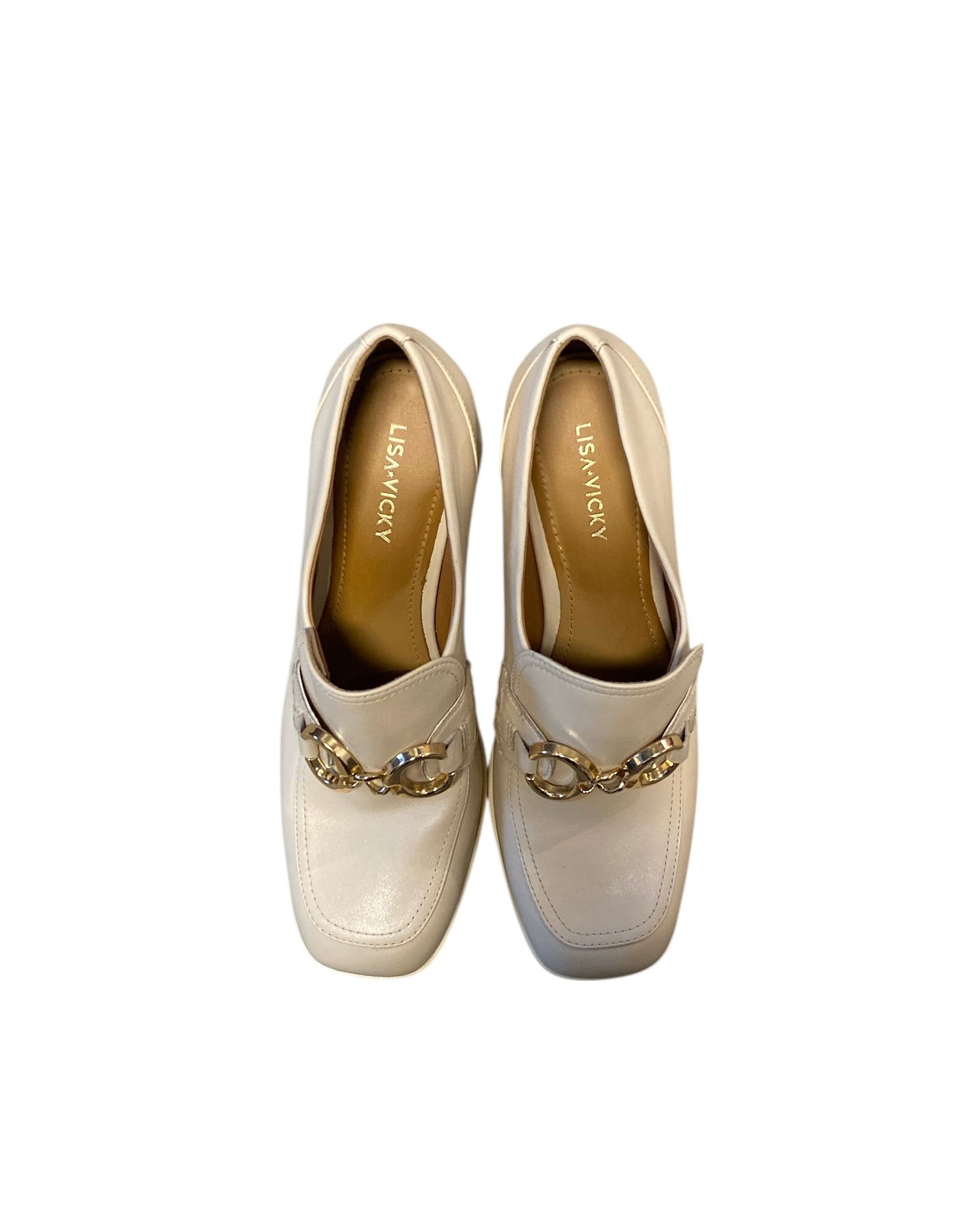 cream lisa & vicky heeled mules, fits like a 7