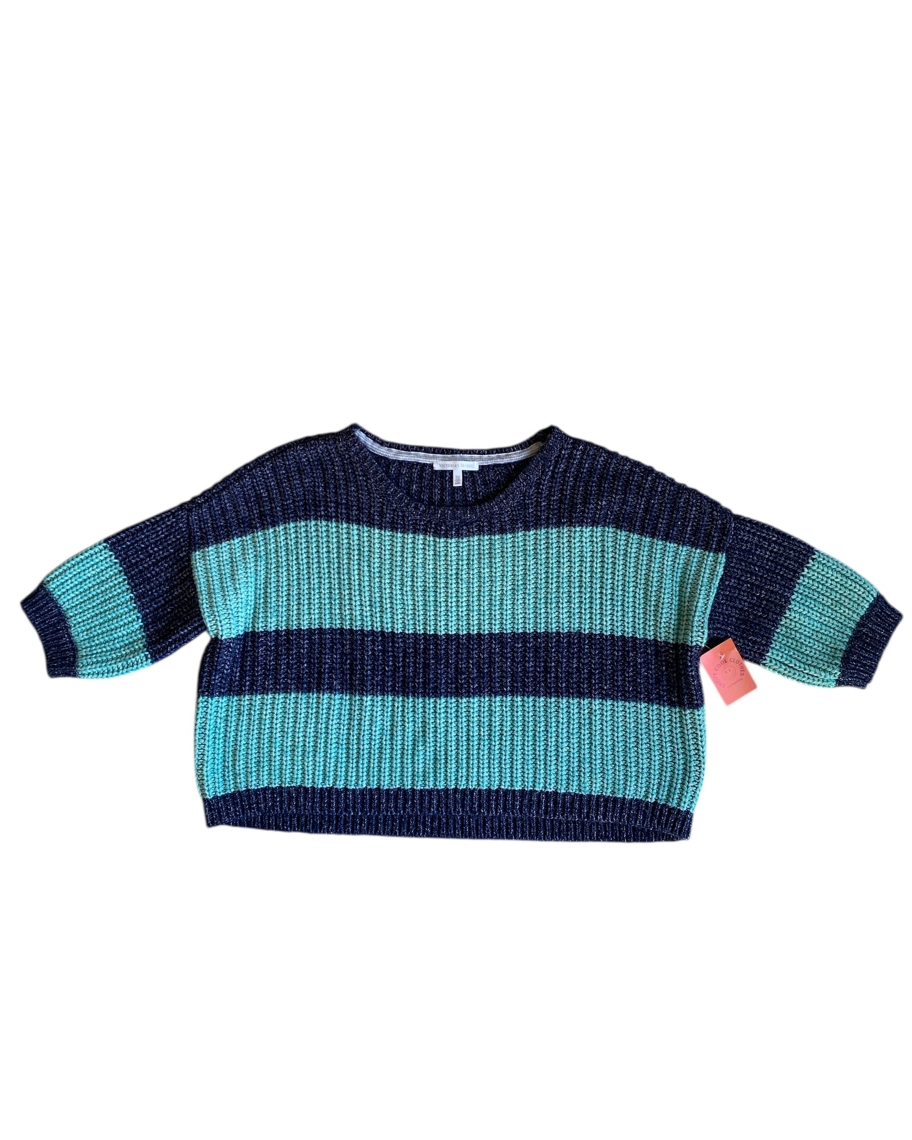 blue green victorias secret striped sweater, m