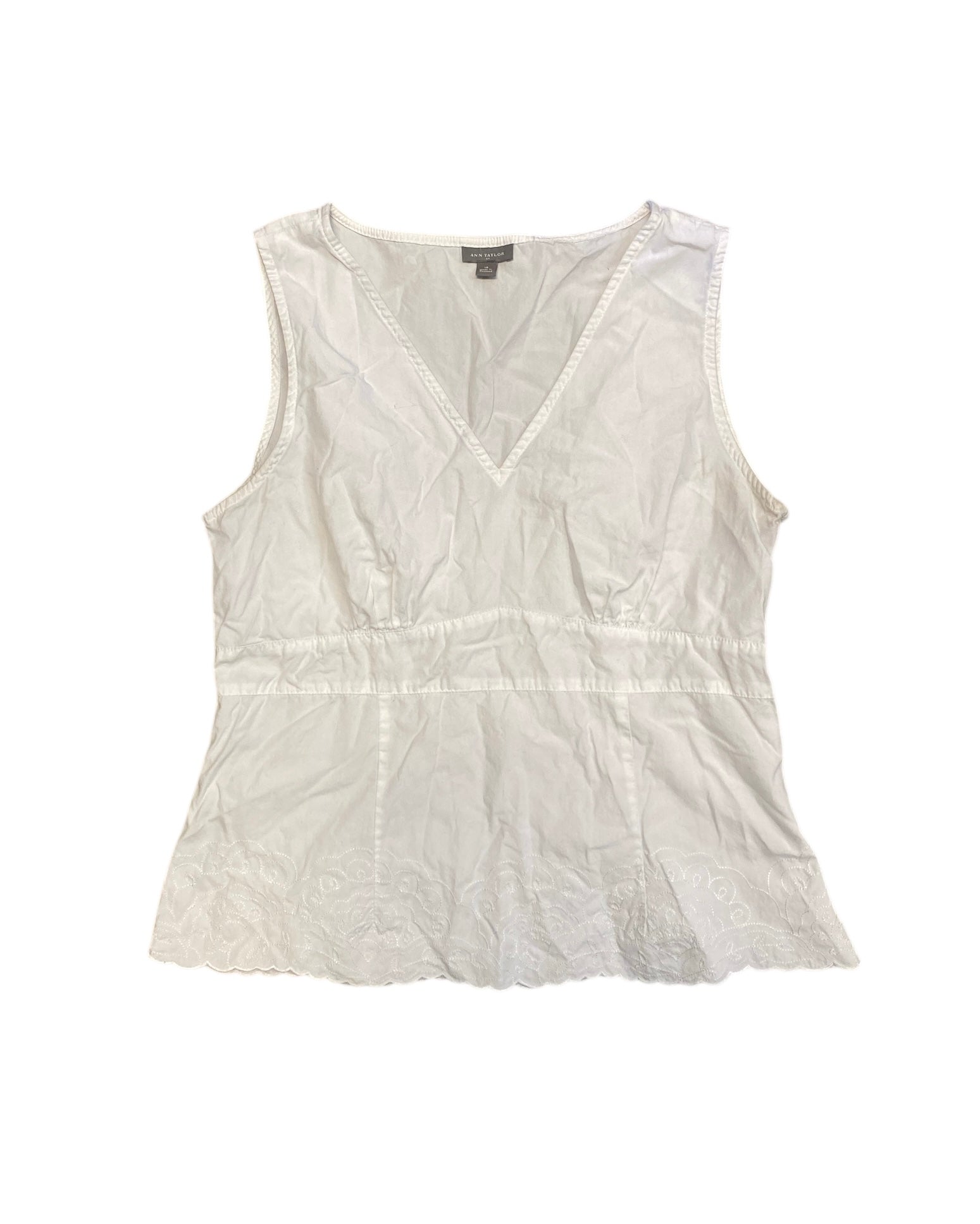 white ann taylor babydoll top, 10