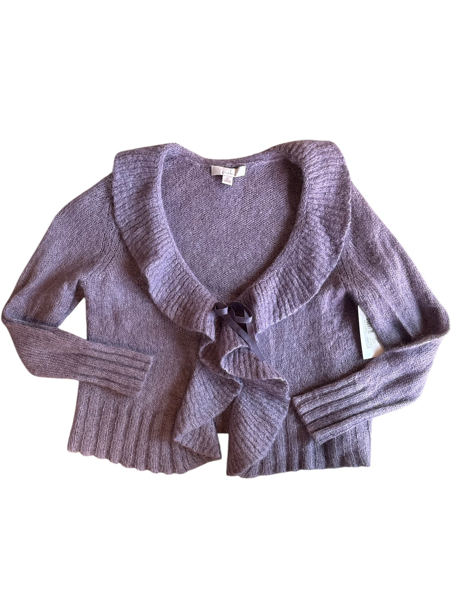 Purple Caslon Sweater ruffle cardigan, 2x
