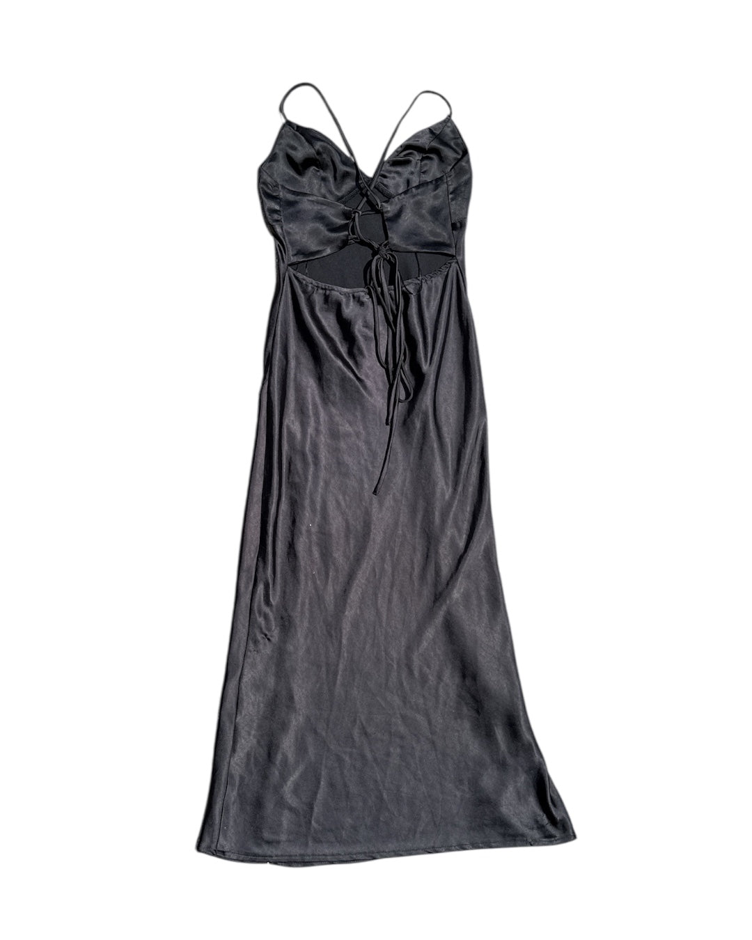 black Princess Polly Tie back satin maxi dress, 0