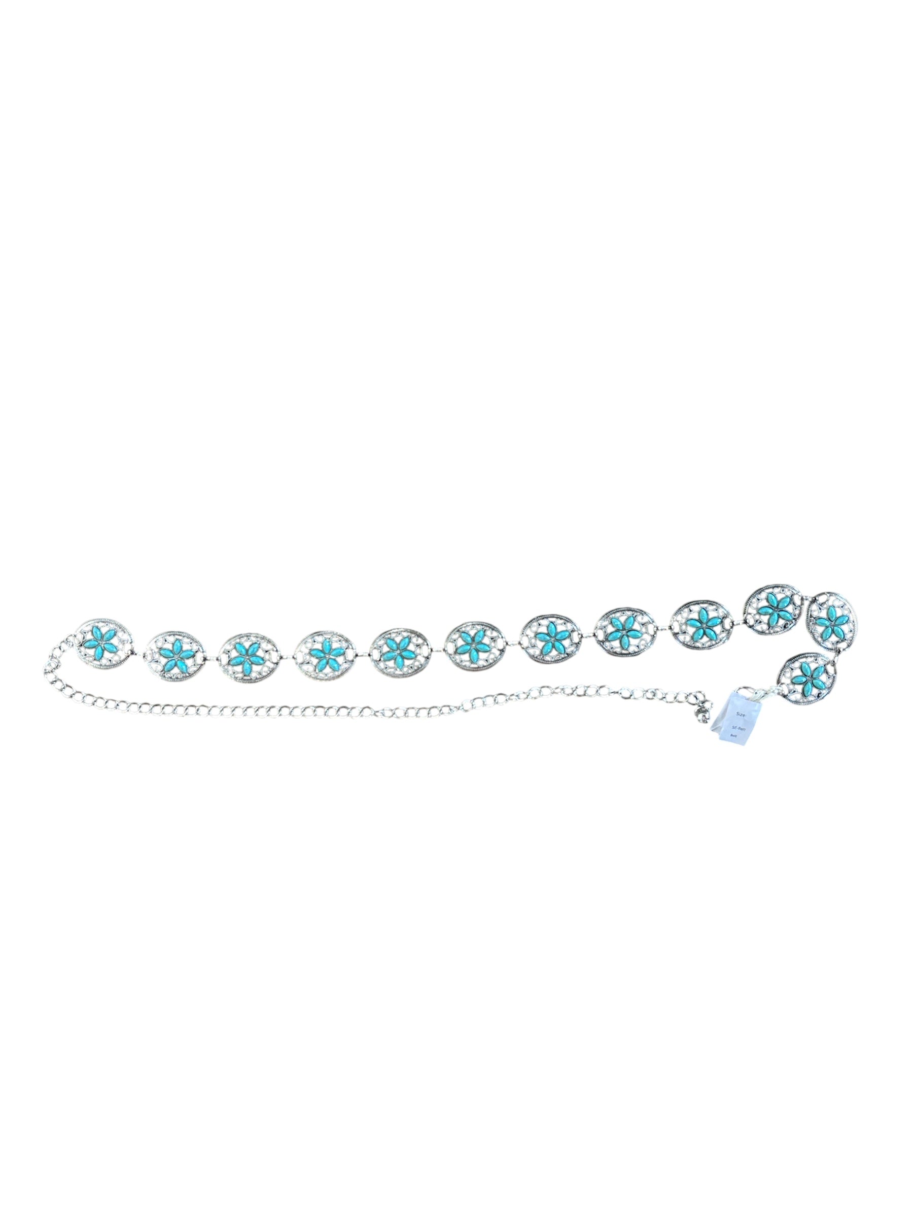 Silver and turquoise chain belt