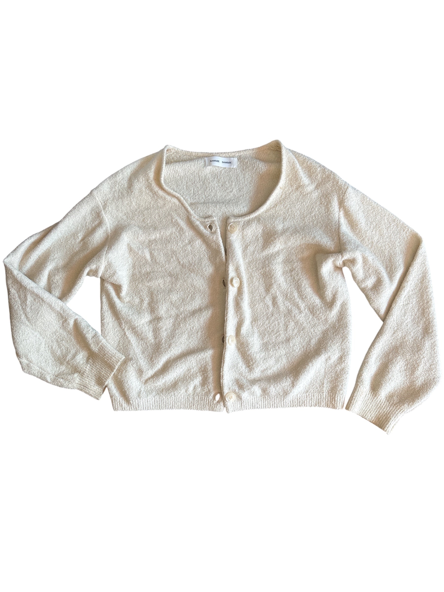 cream samsoe samsoe button up cardigan, L