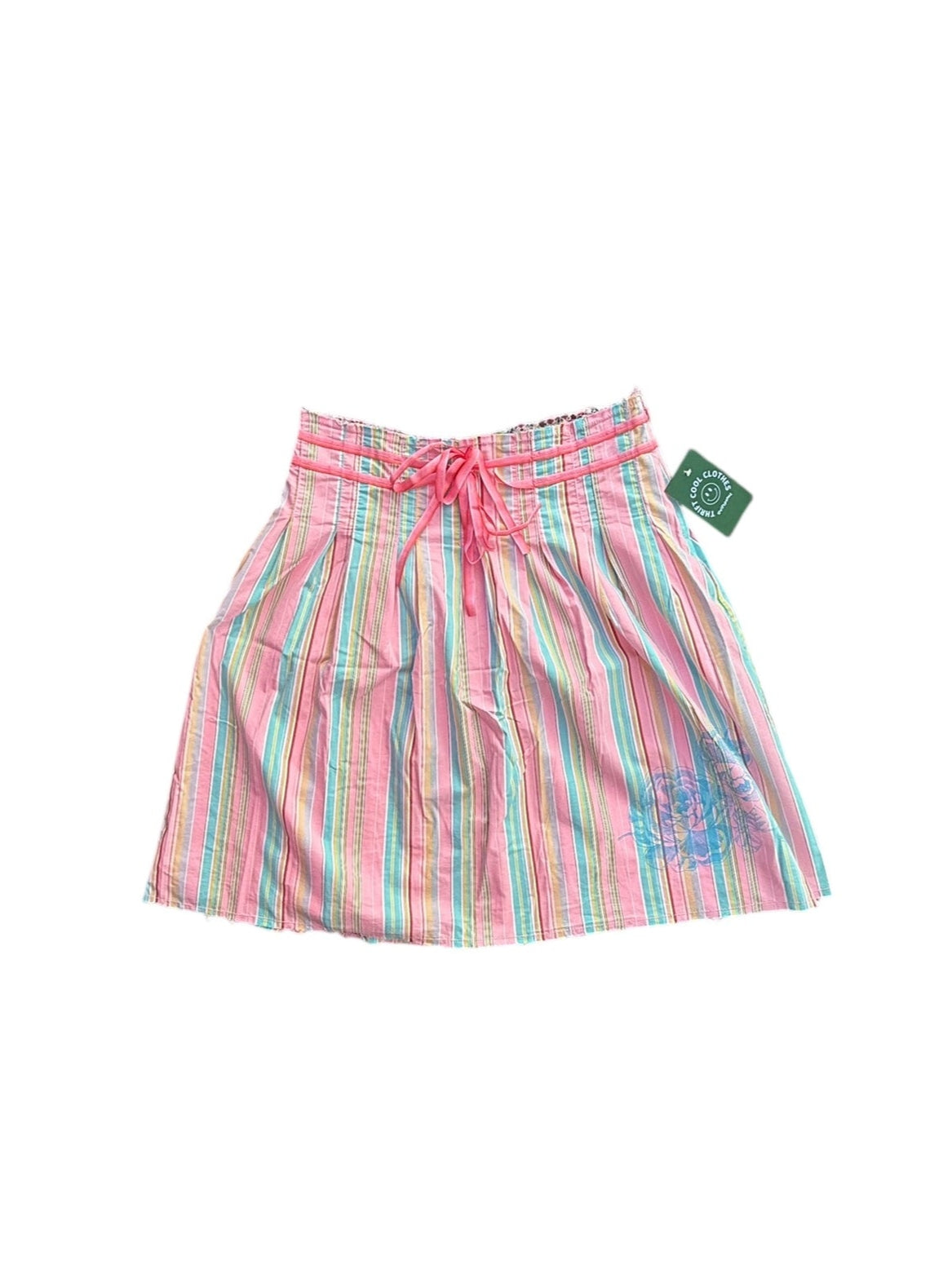 pink teal yellow old navy striped floral skirt, 2