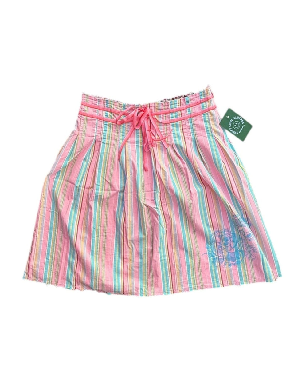 pink teal yellow old navy striped floral skirt, 2