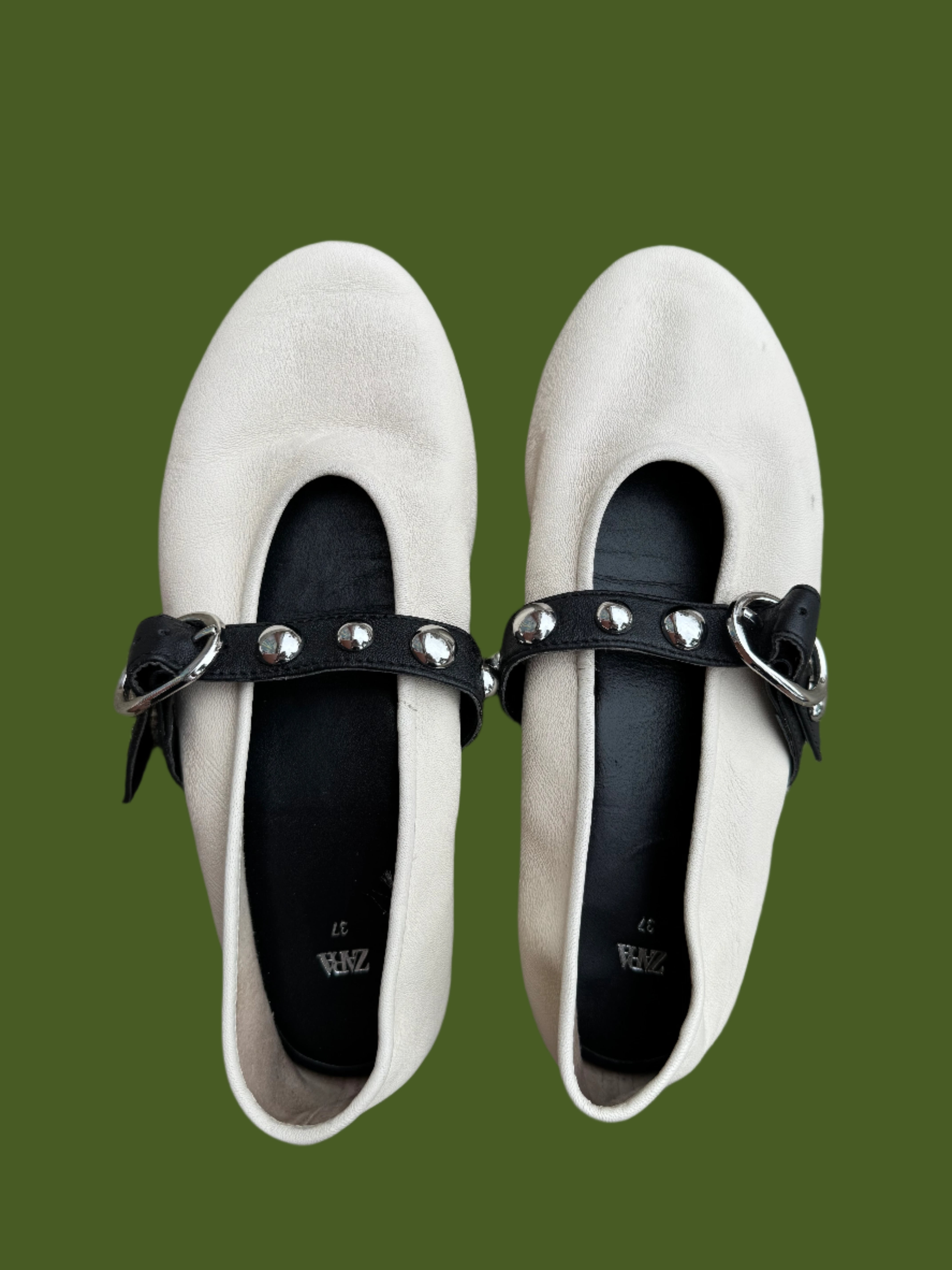 Cream Zara Studded ballet flats, 37