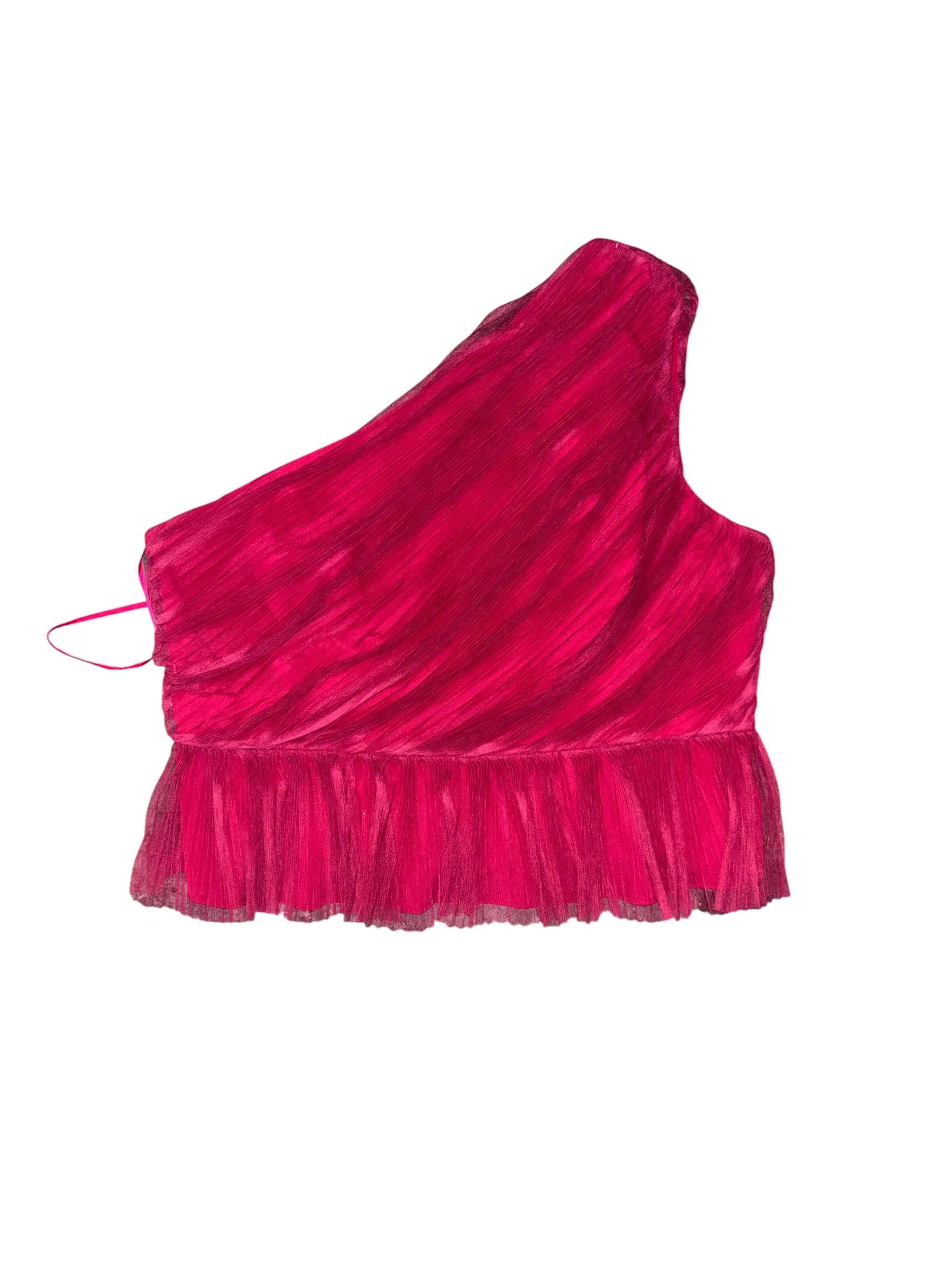 pink hutch tulle pleated one shoulder top, 3x