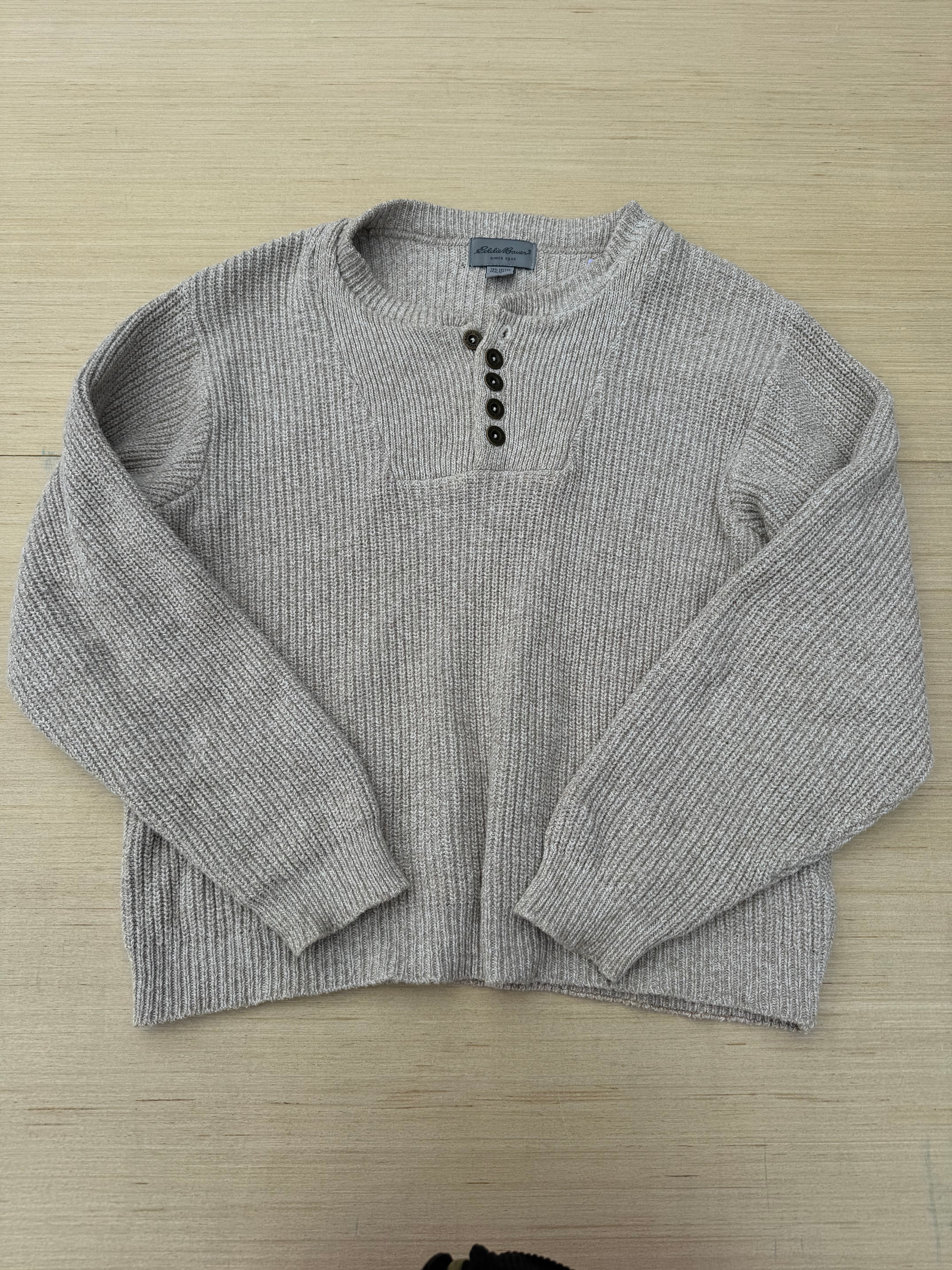 Tan Eddie bauer Knit 1/4 button, M