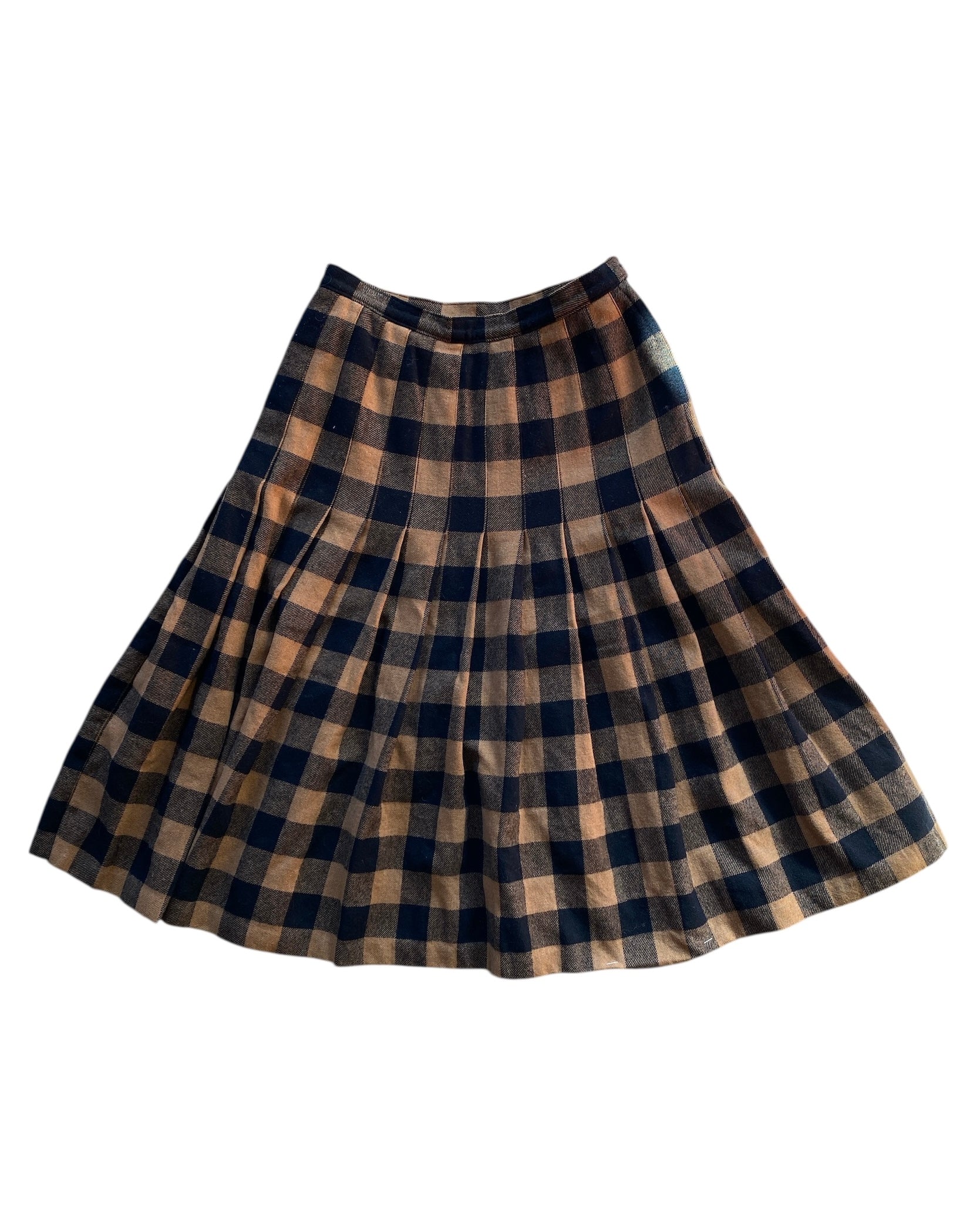 Brown black Pendleton Plaid pleated maxi skirt, S/m