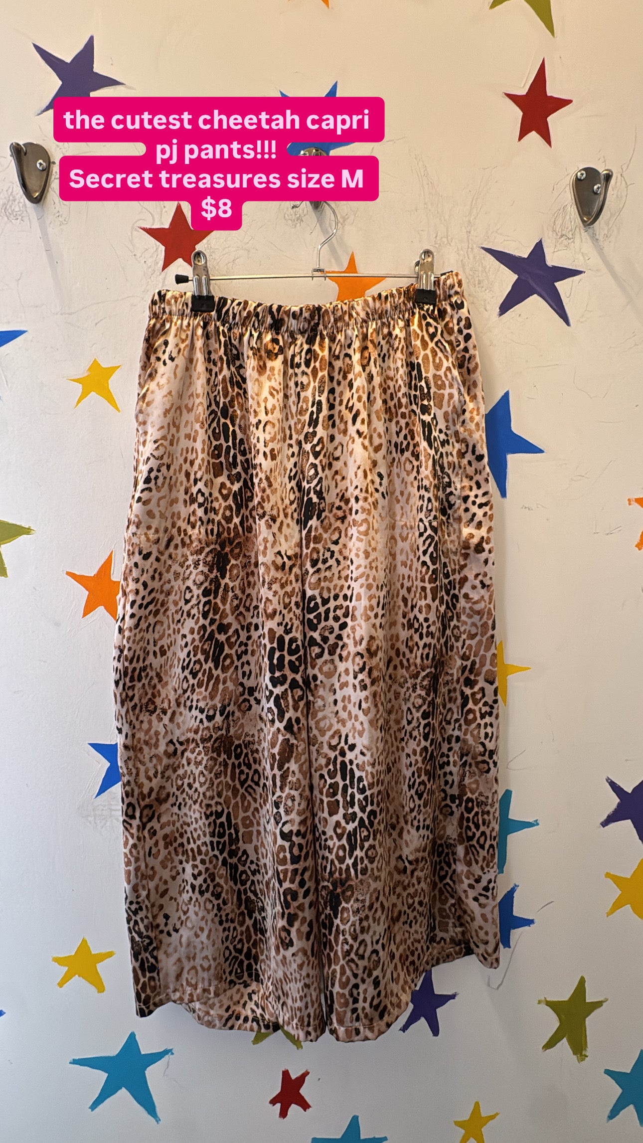 brown black secret treasures leopard cropped pj pants, m