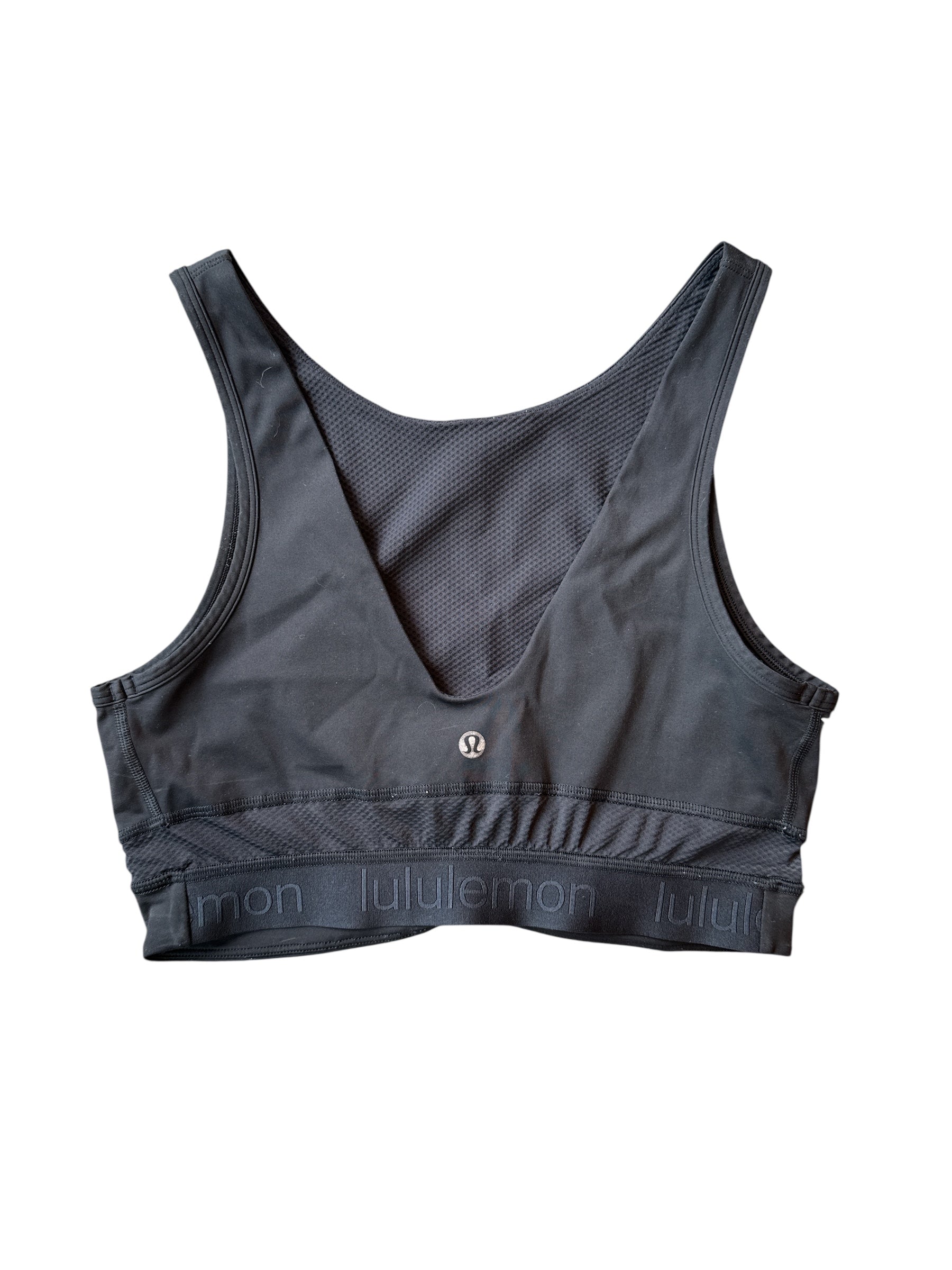 black lululemon hi neck sports bra