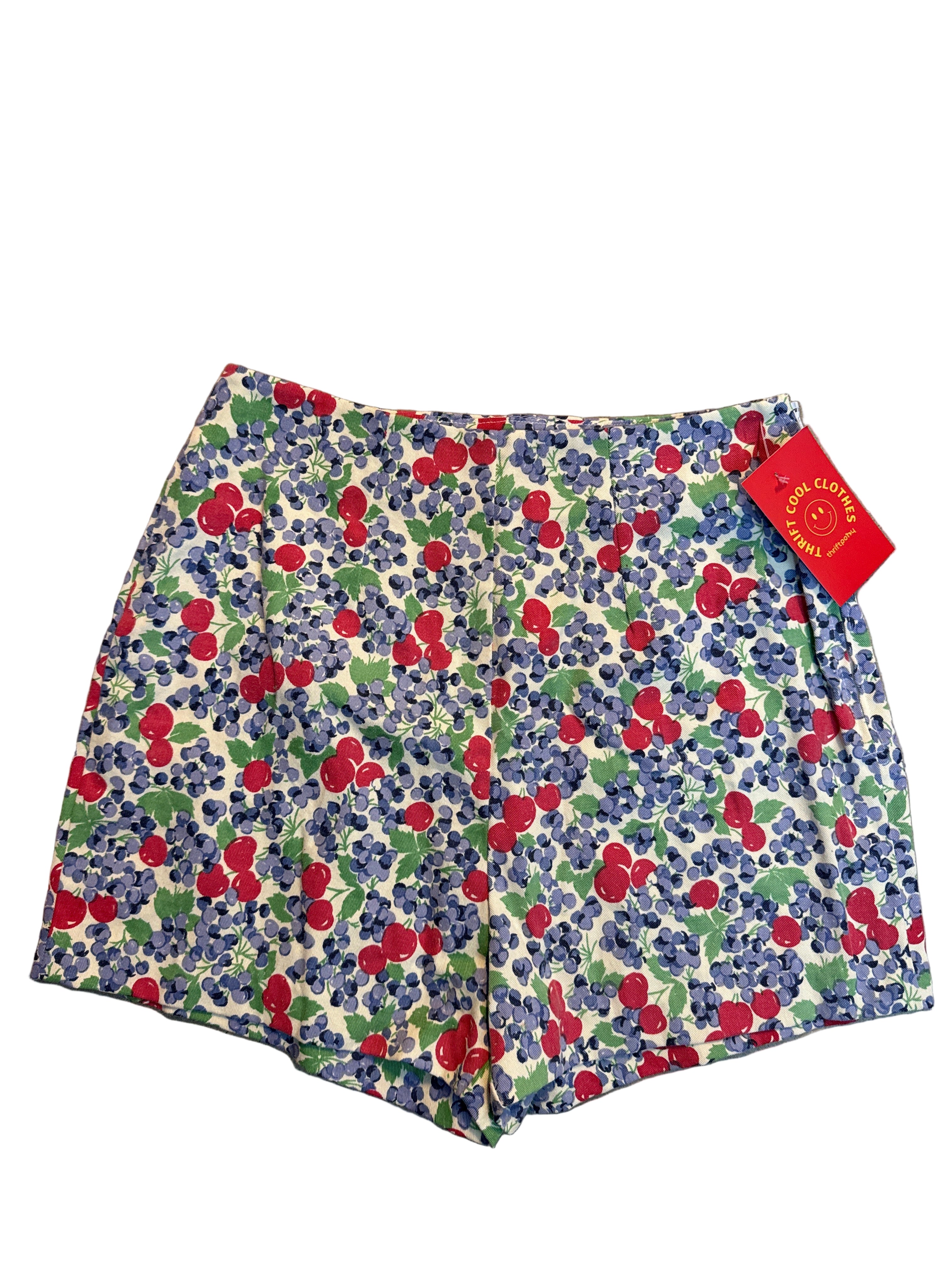 white red green blue  vtg fruit shorts, s