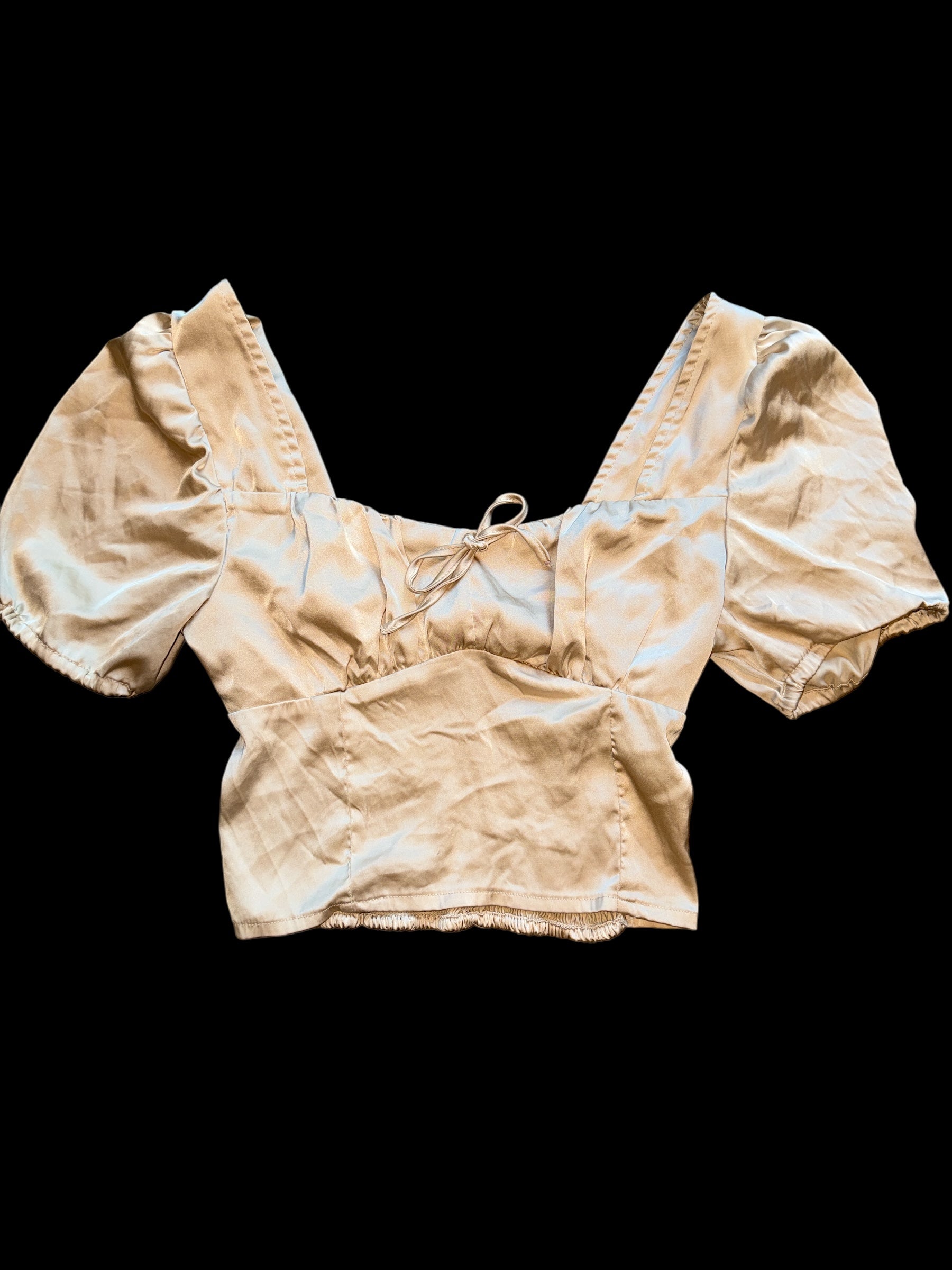 champagne love tree satin bustier top, m