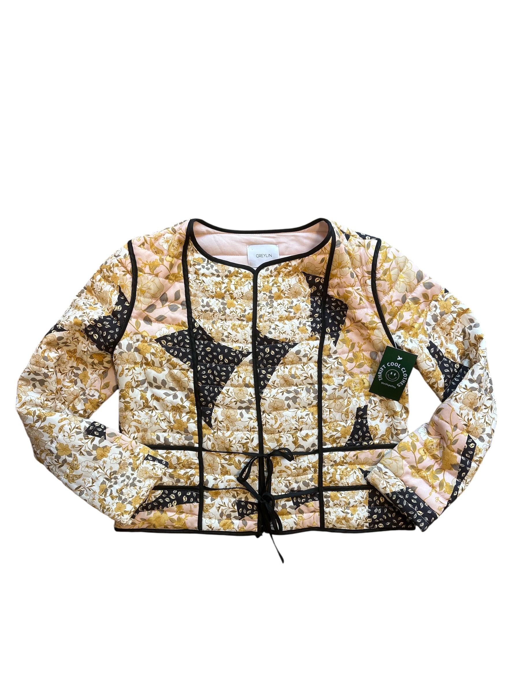 white yellow black greylin quilted jacket, s