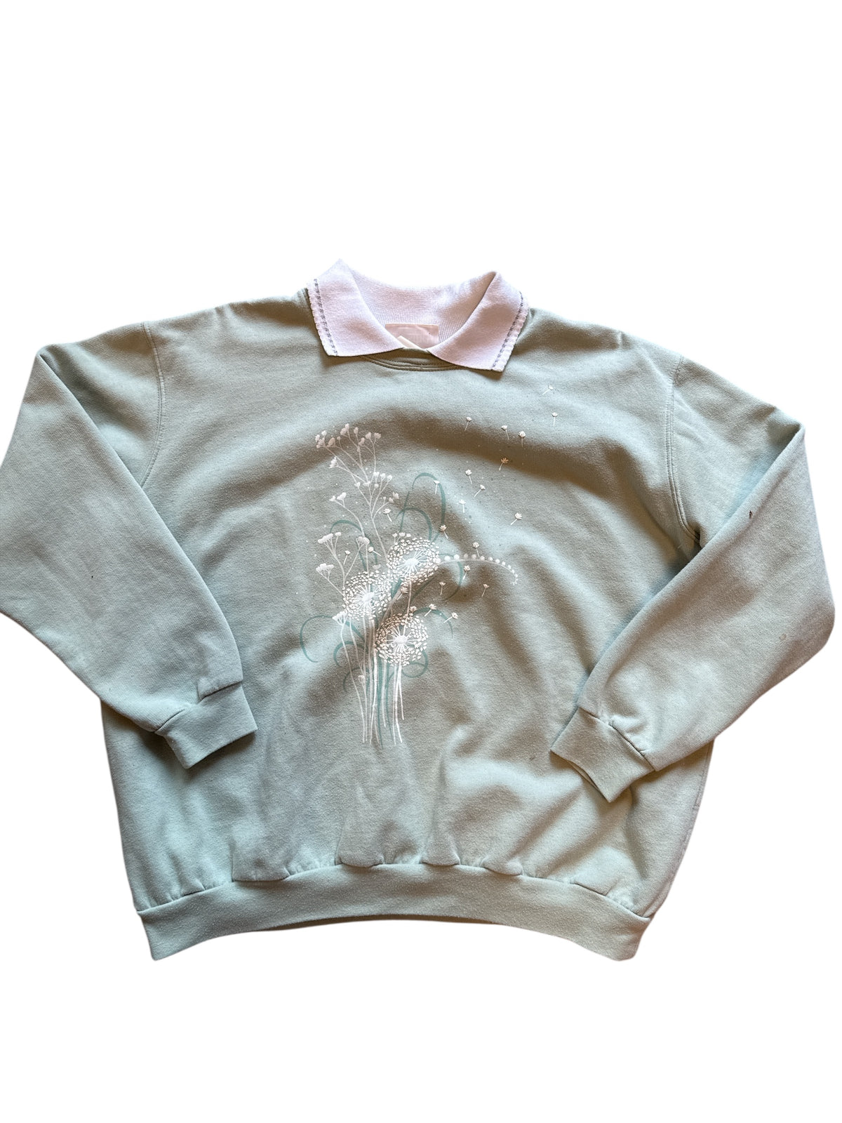 green Top Stitch collared sweatshirt, m