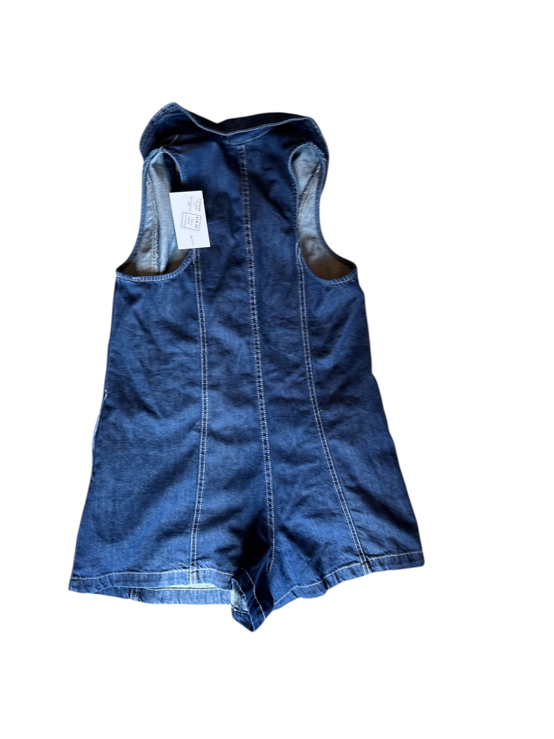 blue free people denim romper w collar, s