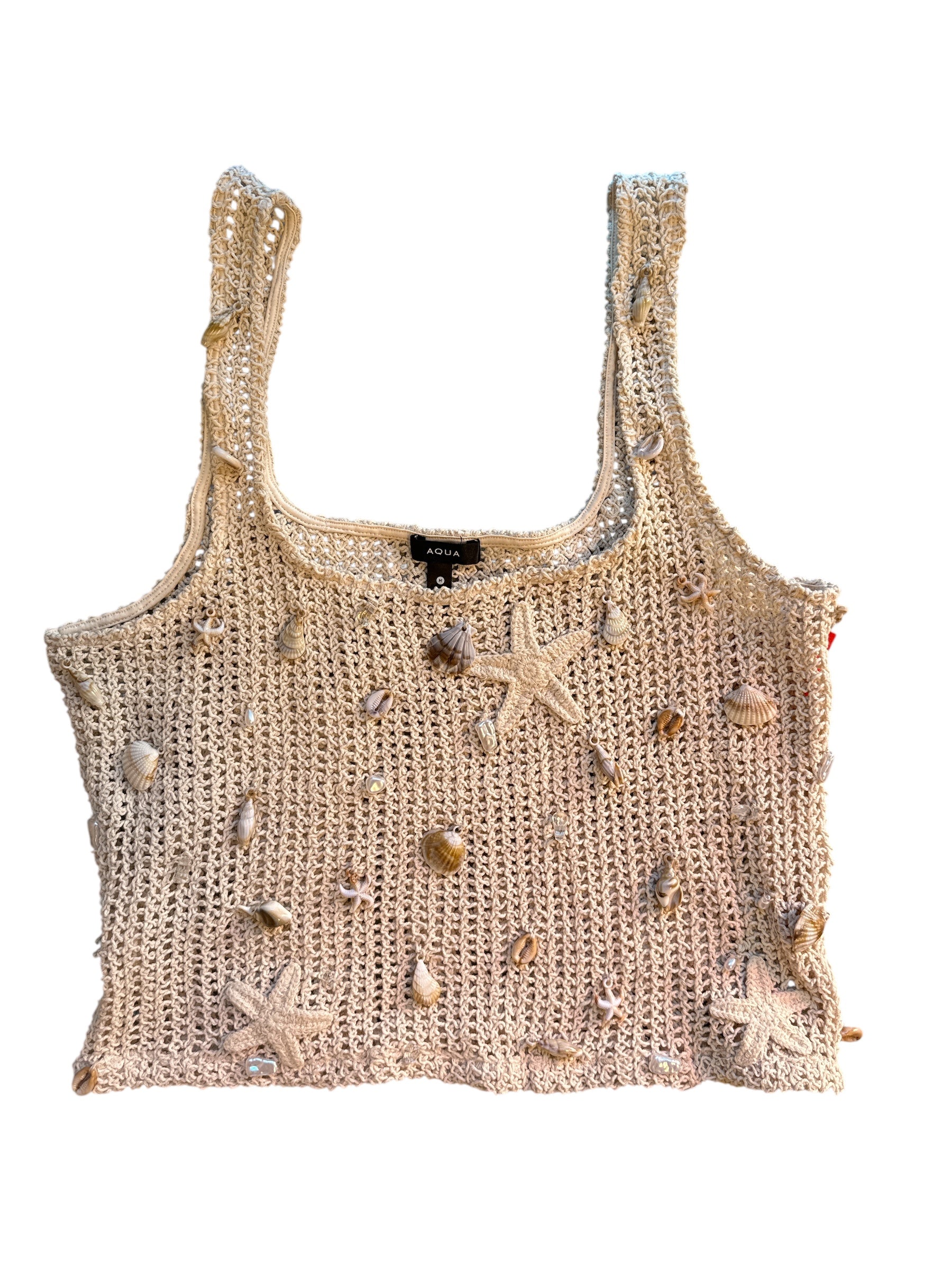 beige aq2ua nwt crochet shell tank, m