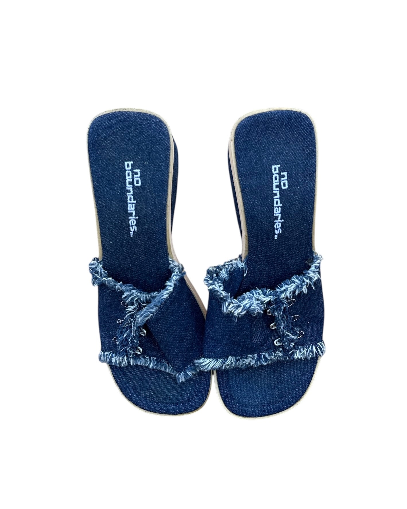 blue nobo platform denim sandals, 9