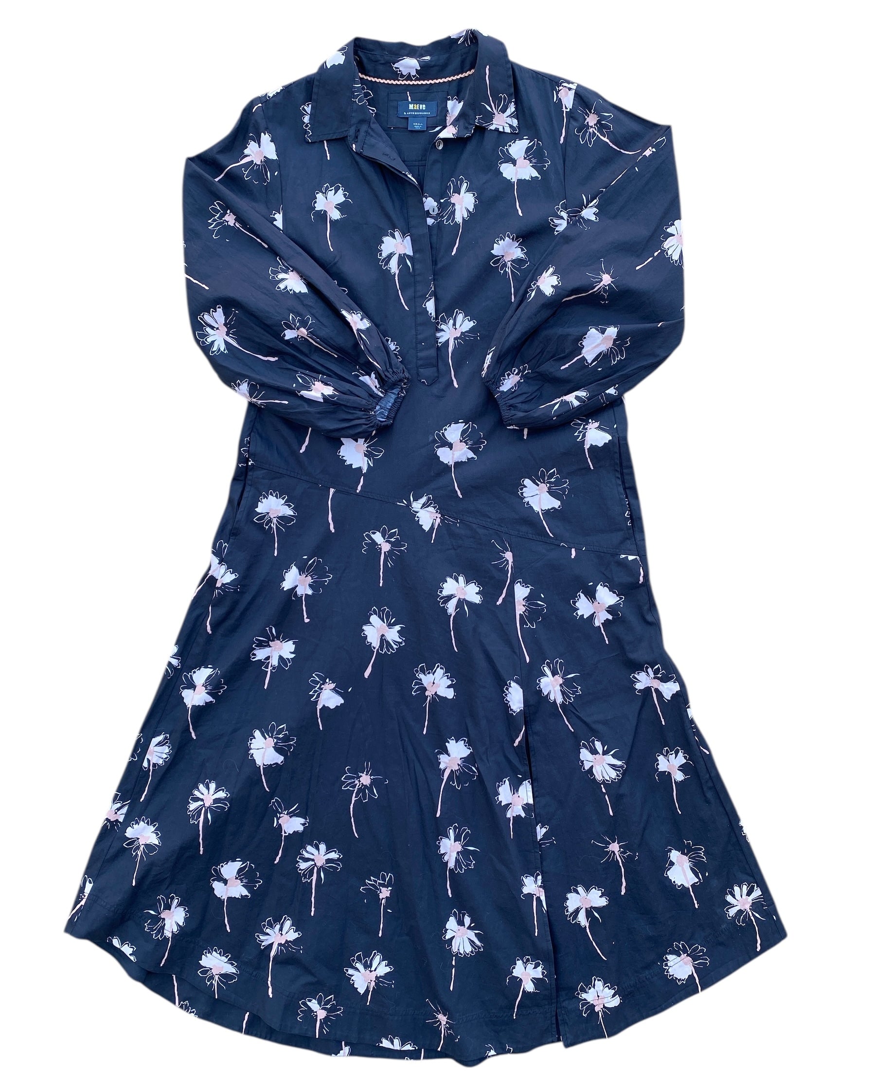 grey peach maeve daisy collar dress, s