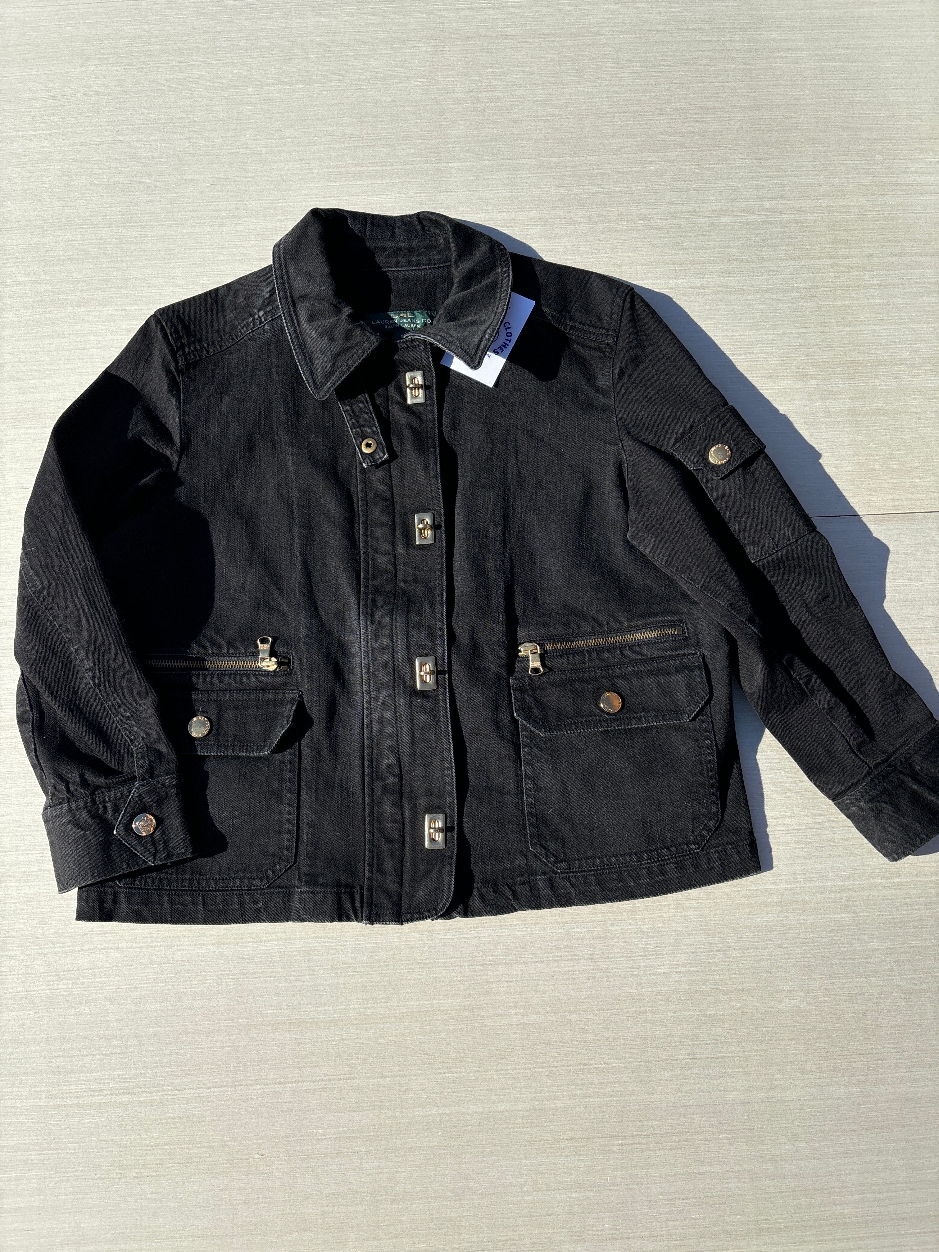 black lauren jeans denim jacket, xl