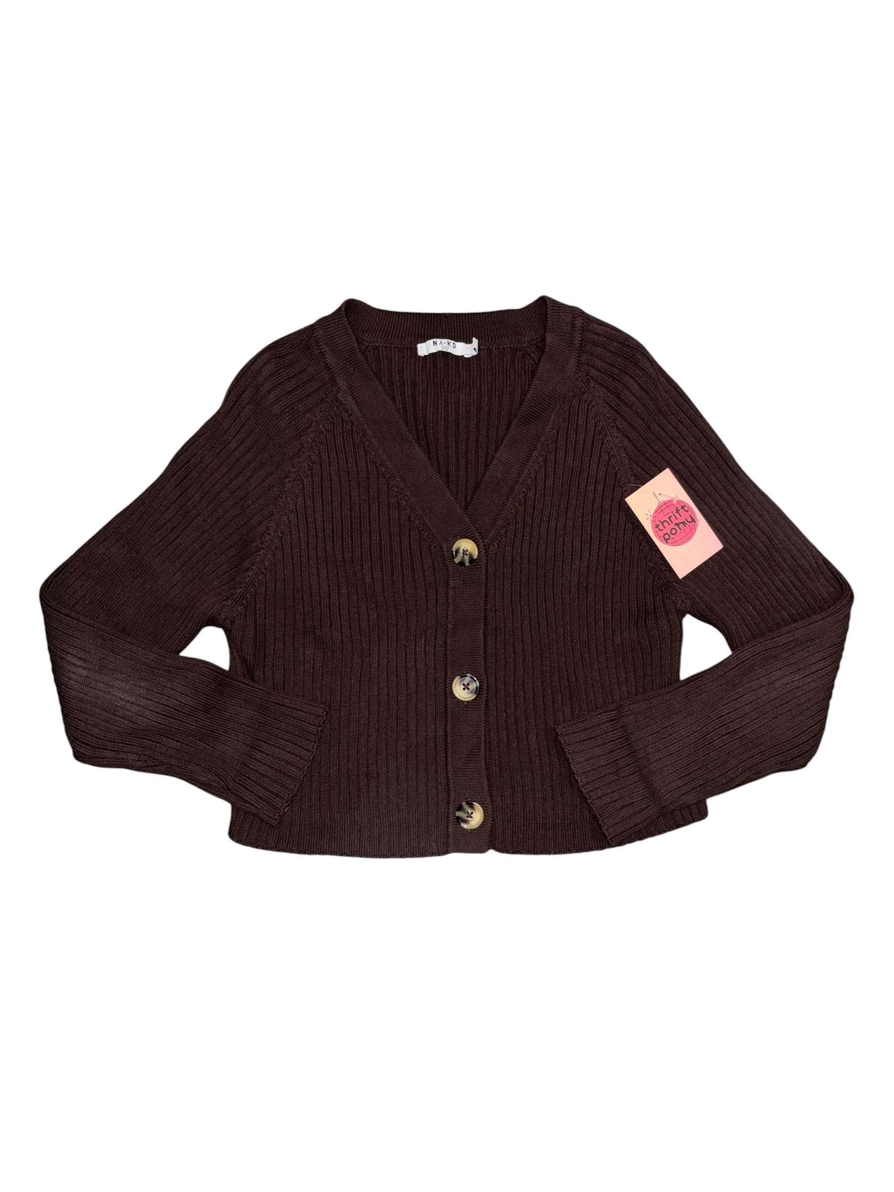Brown Nakd Ribbed cardigan, Xs