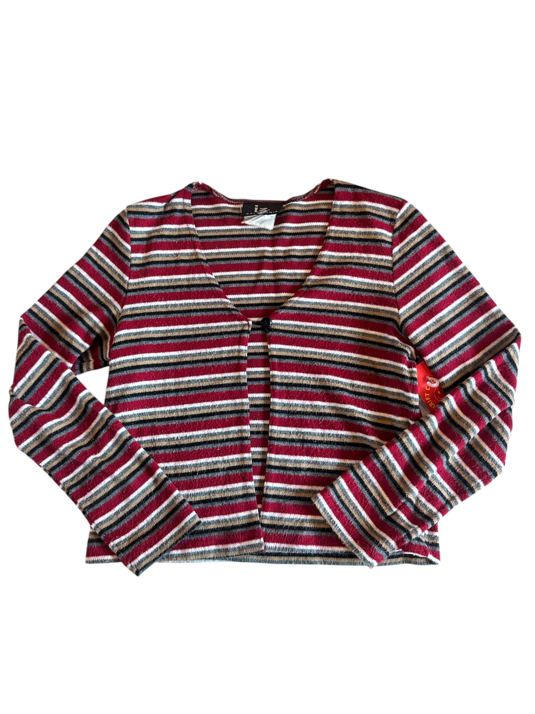 red brown iz california stripe cardigan, 5 (fits like S)