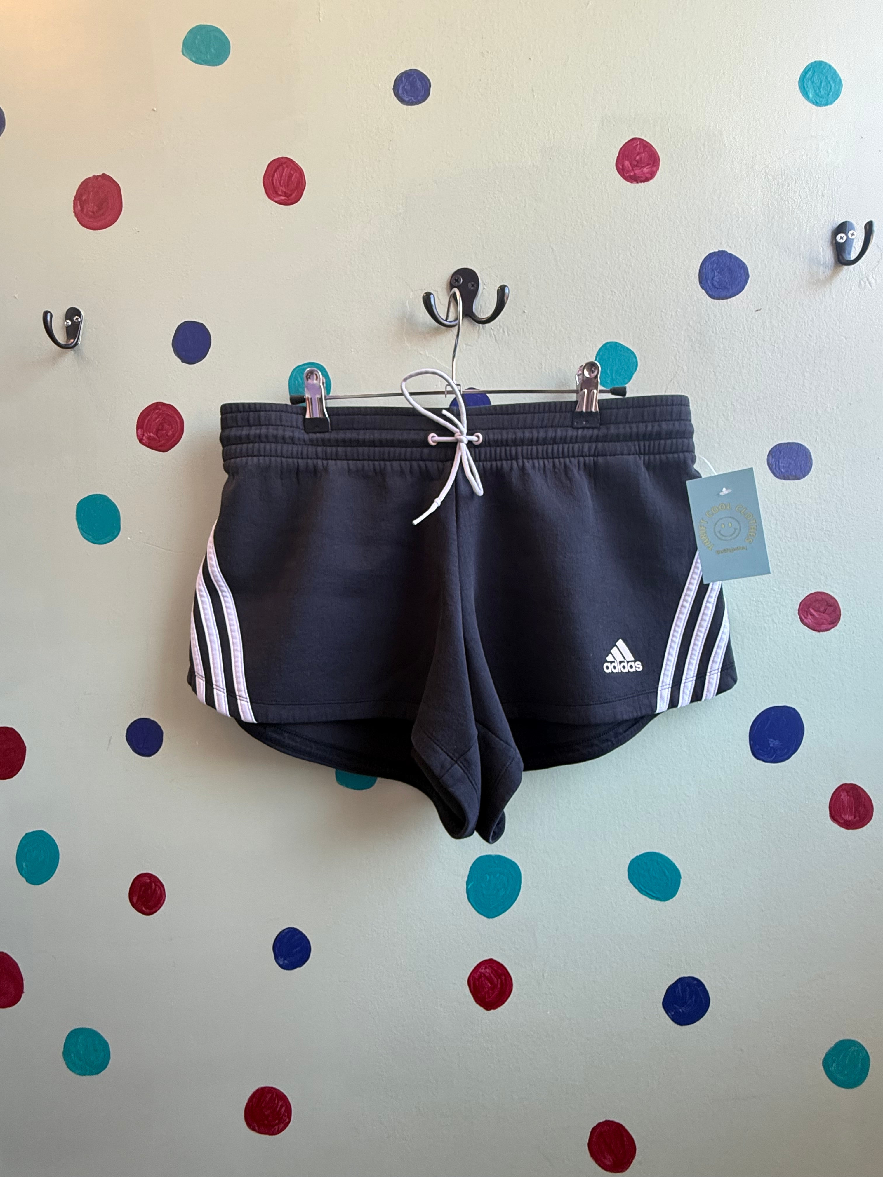 black blue adidas branded sweat shorts, m