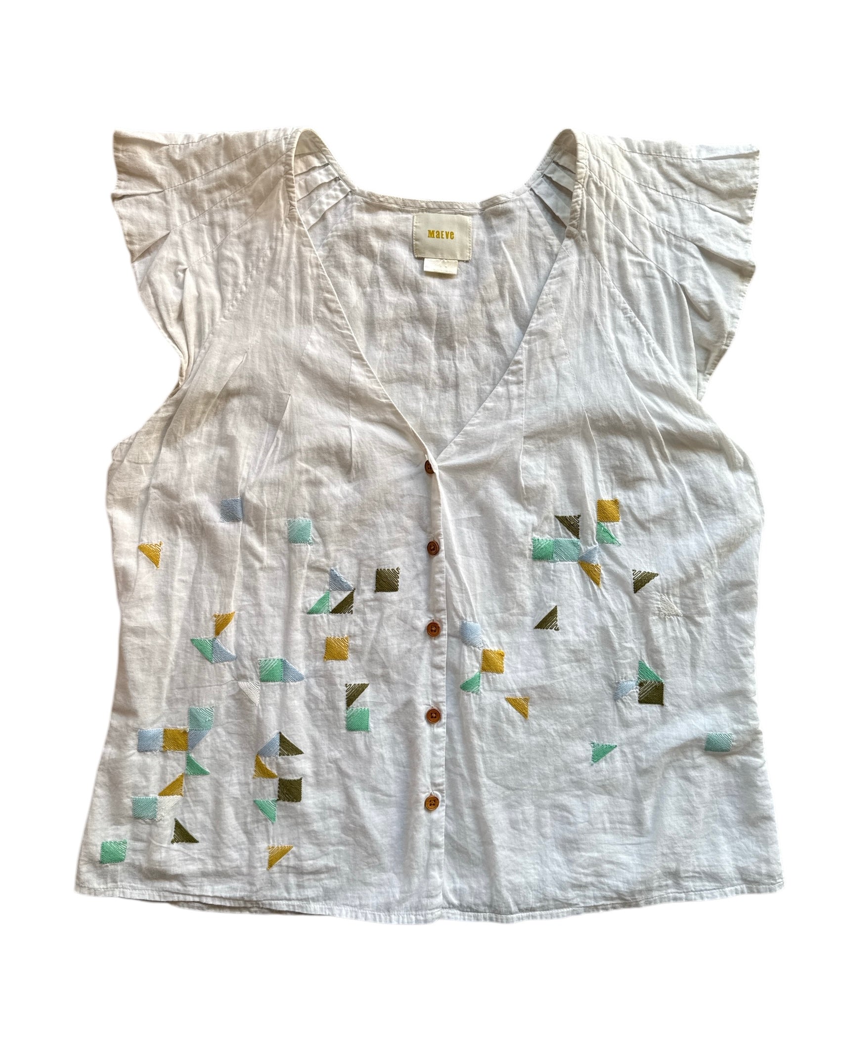 white maeve square triangle pattern blouse