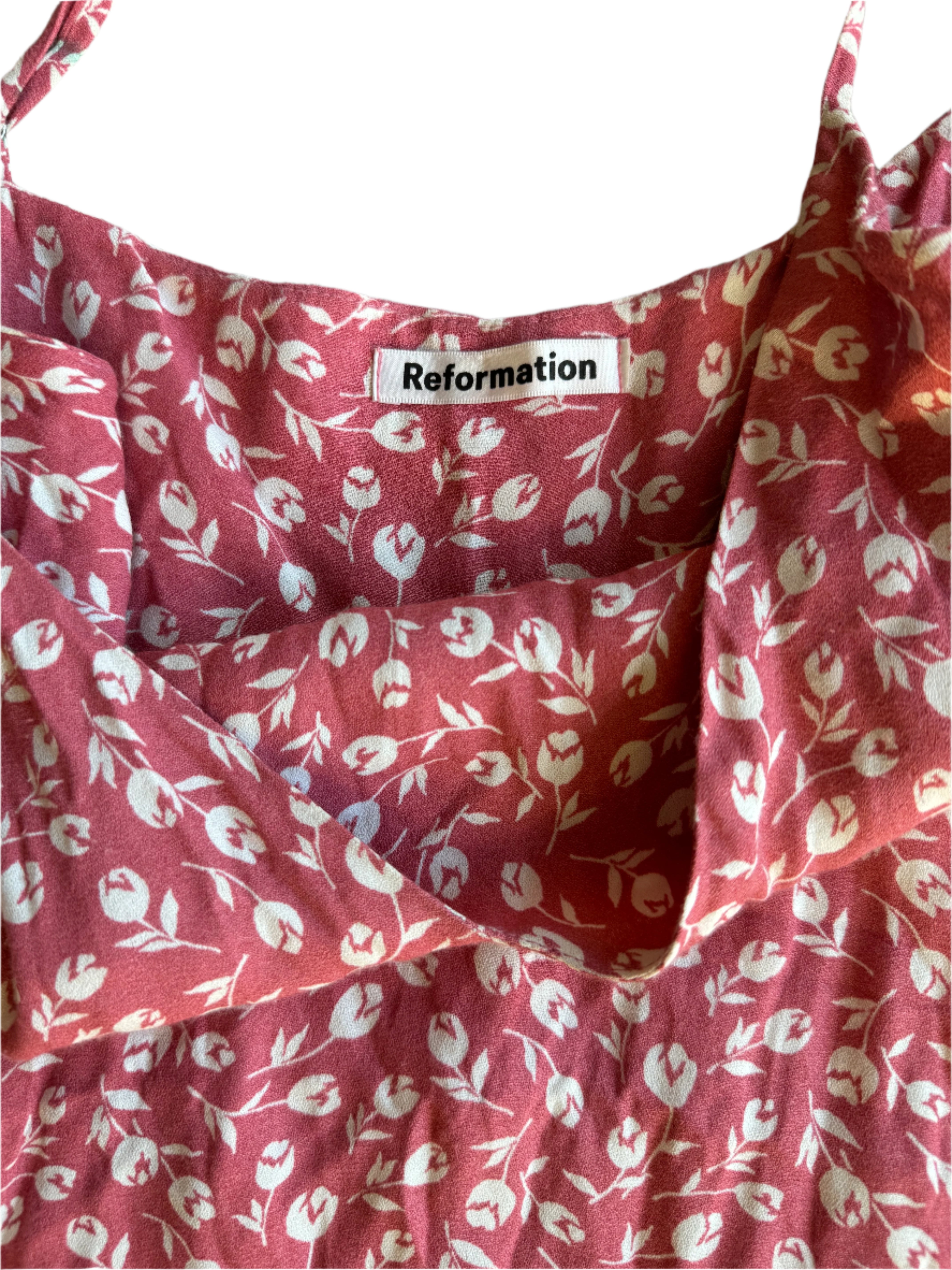 Pink Reformation Floral flowy mini dress, XL (fits like L)