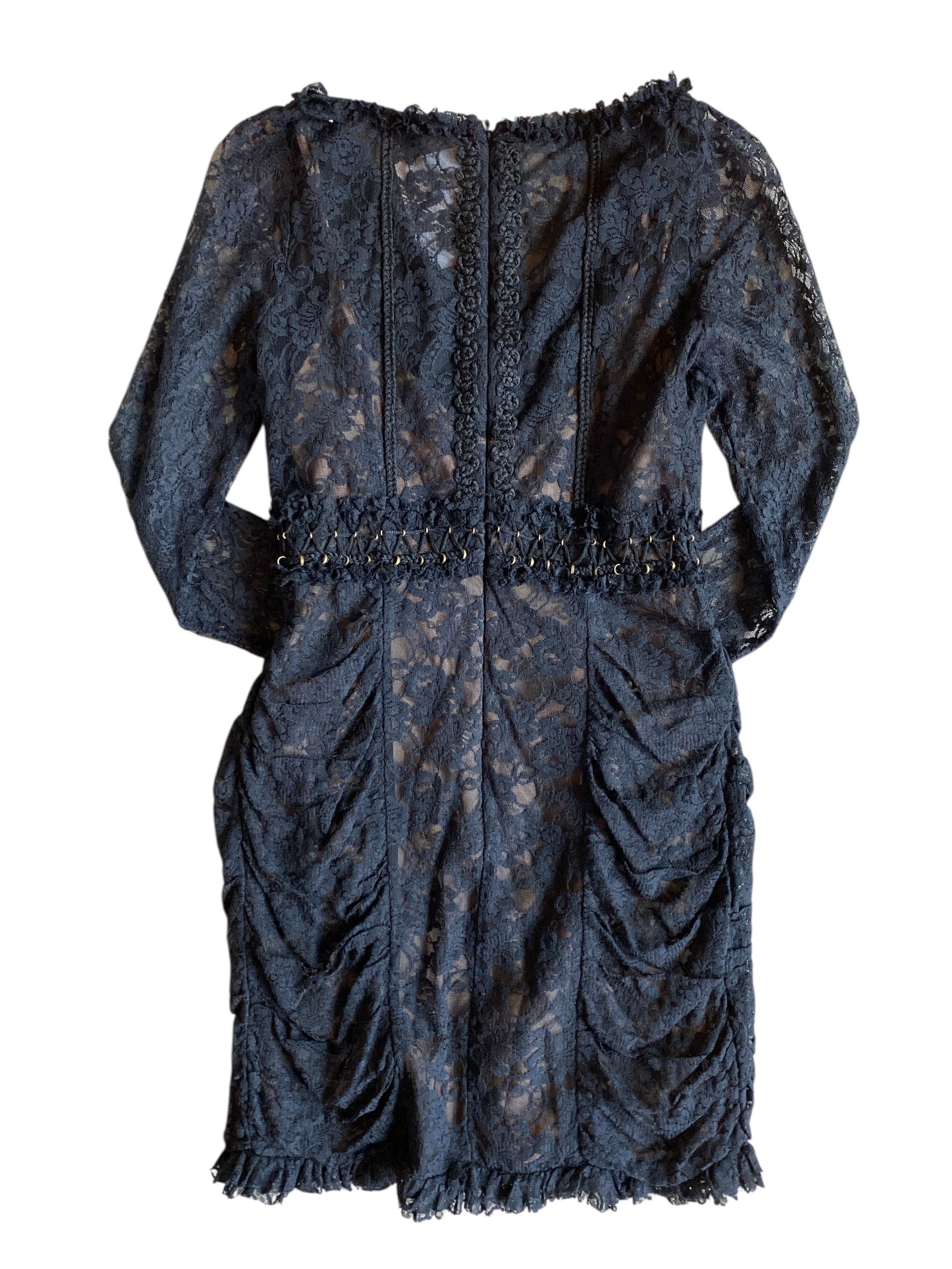 black french connection lacey grommet ls dress, 6